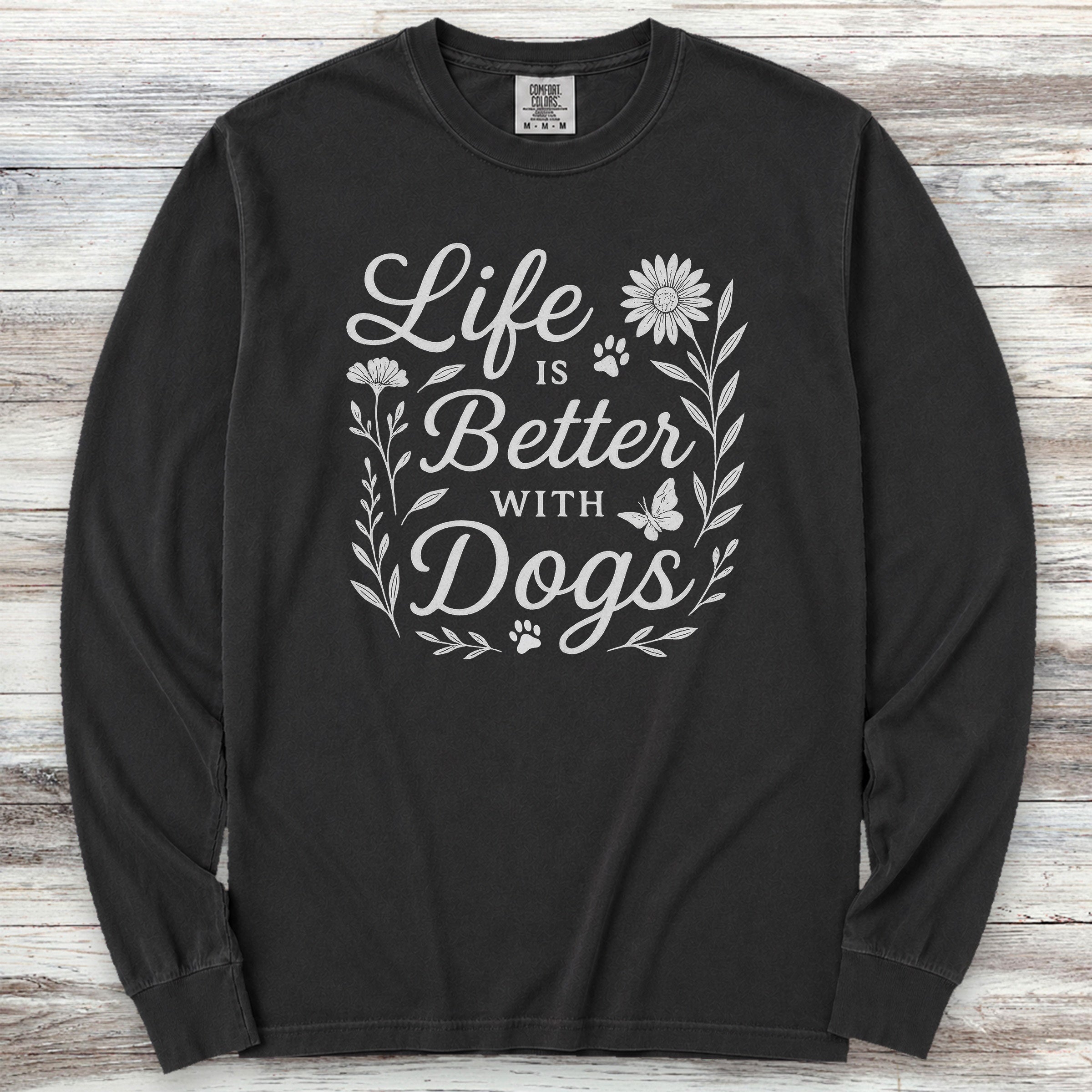 Life is Better Wildflowers Long Sleeve Tee - Black