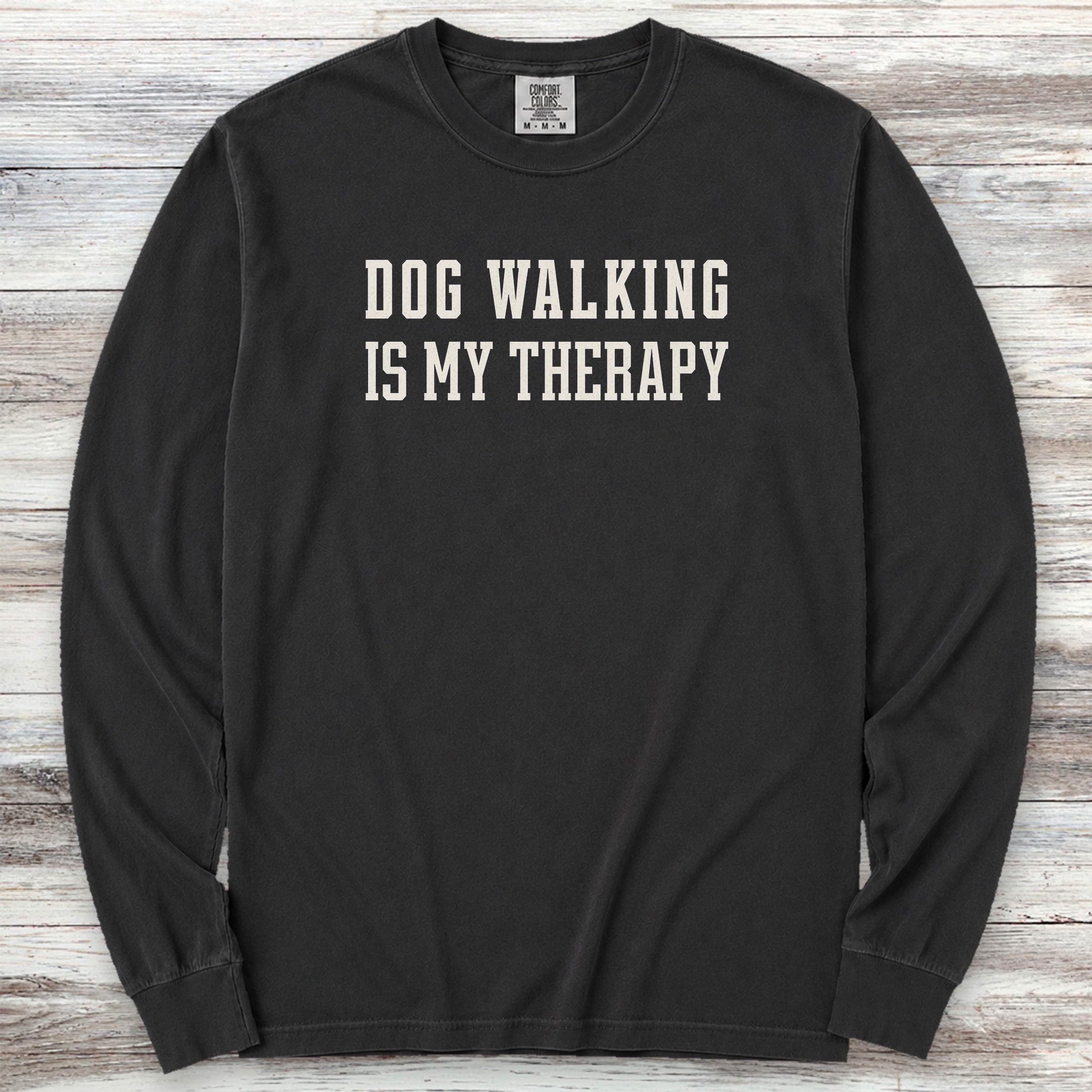 Dog Walking Therapy Long Sleeve Tee - Black