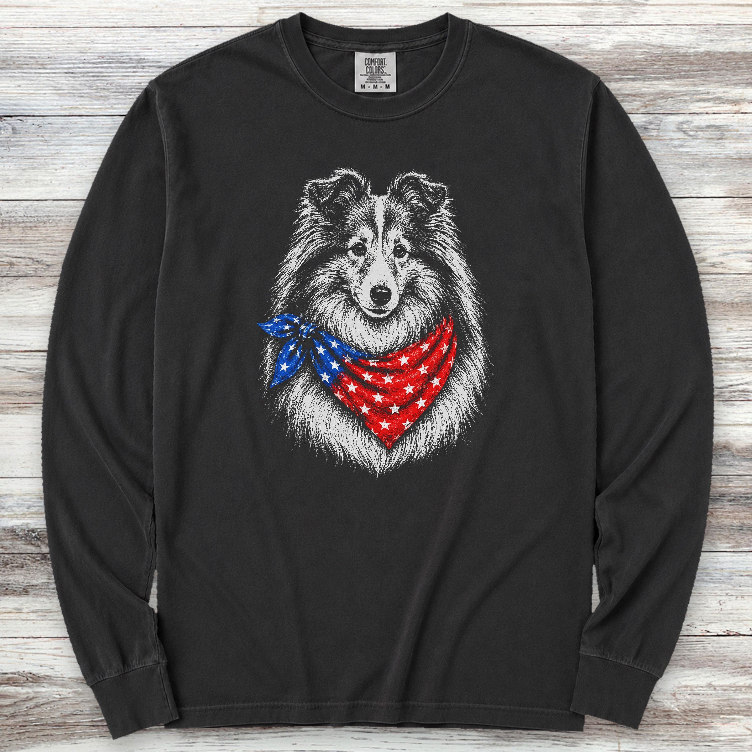 Shetland Sheepdog USA Long Sleeve Tee - Black