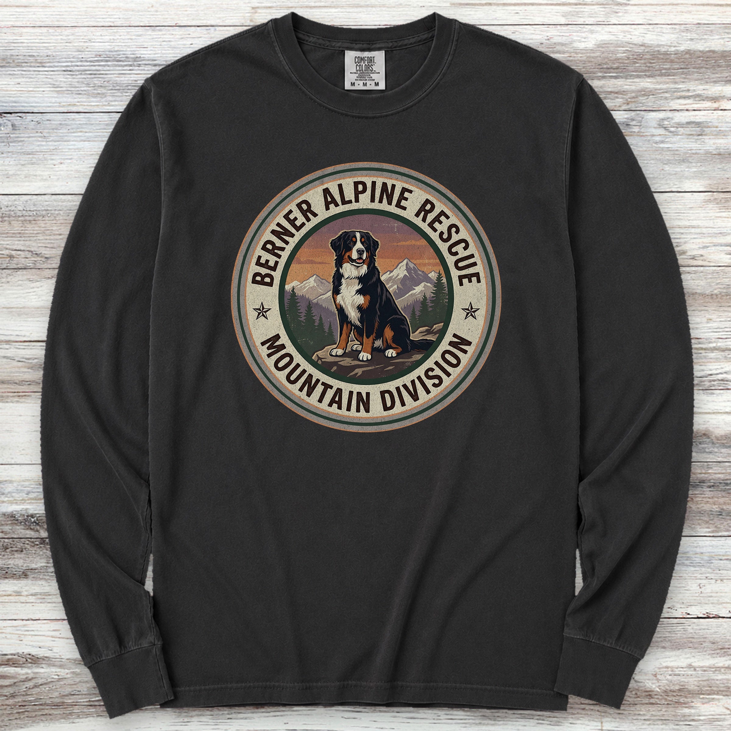 Bernese Mountain Dog Rescue Long Sleeve Tee - Black