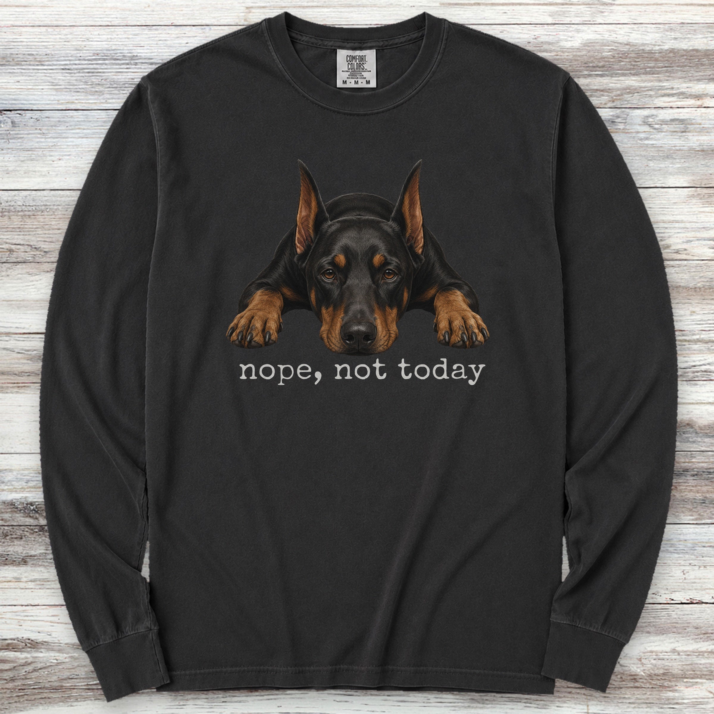 Doberman Nope Long Sleeve Tee - Black
