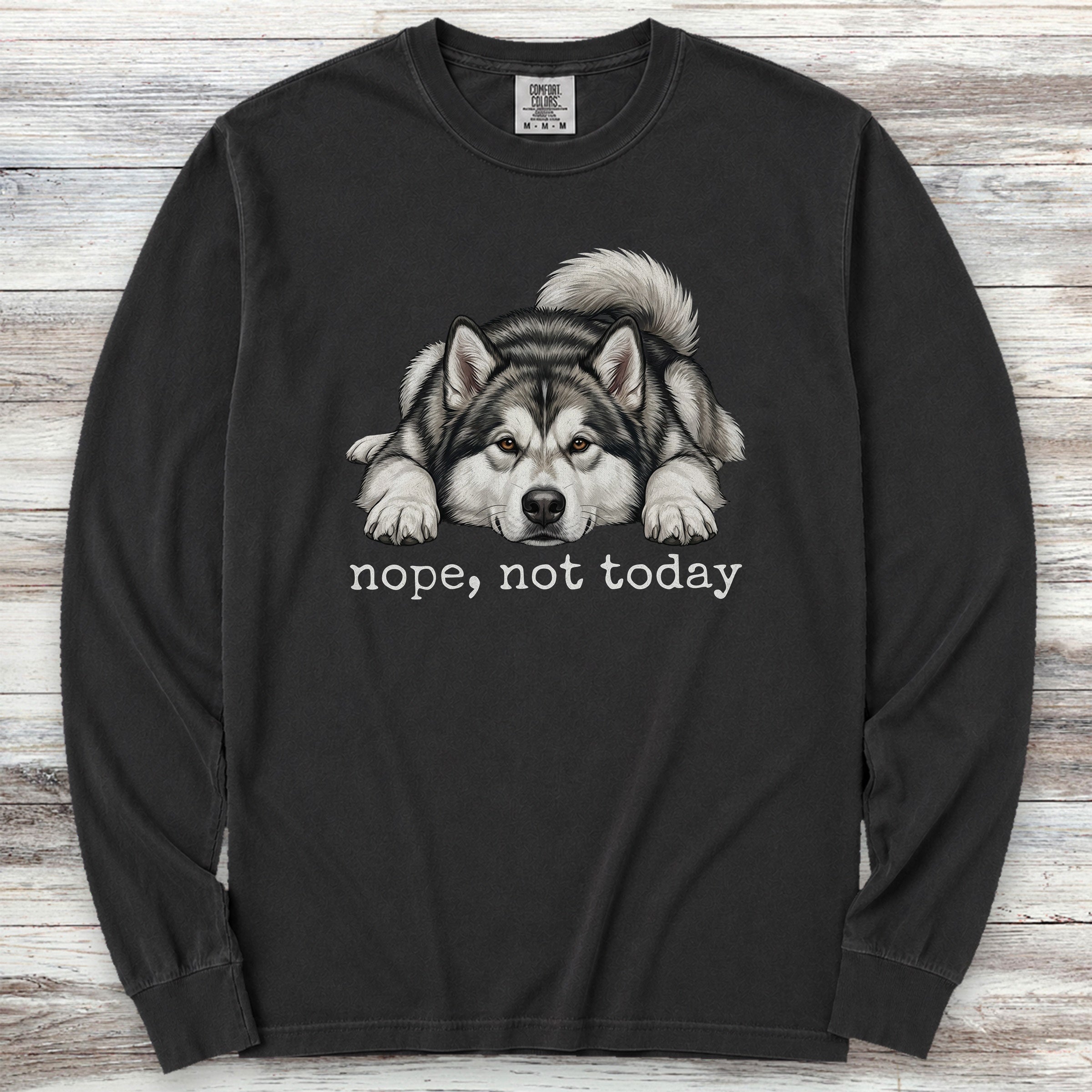 Alaskan Malamute Nope Long Sleeve Tee - Black
