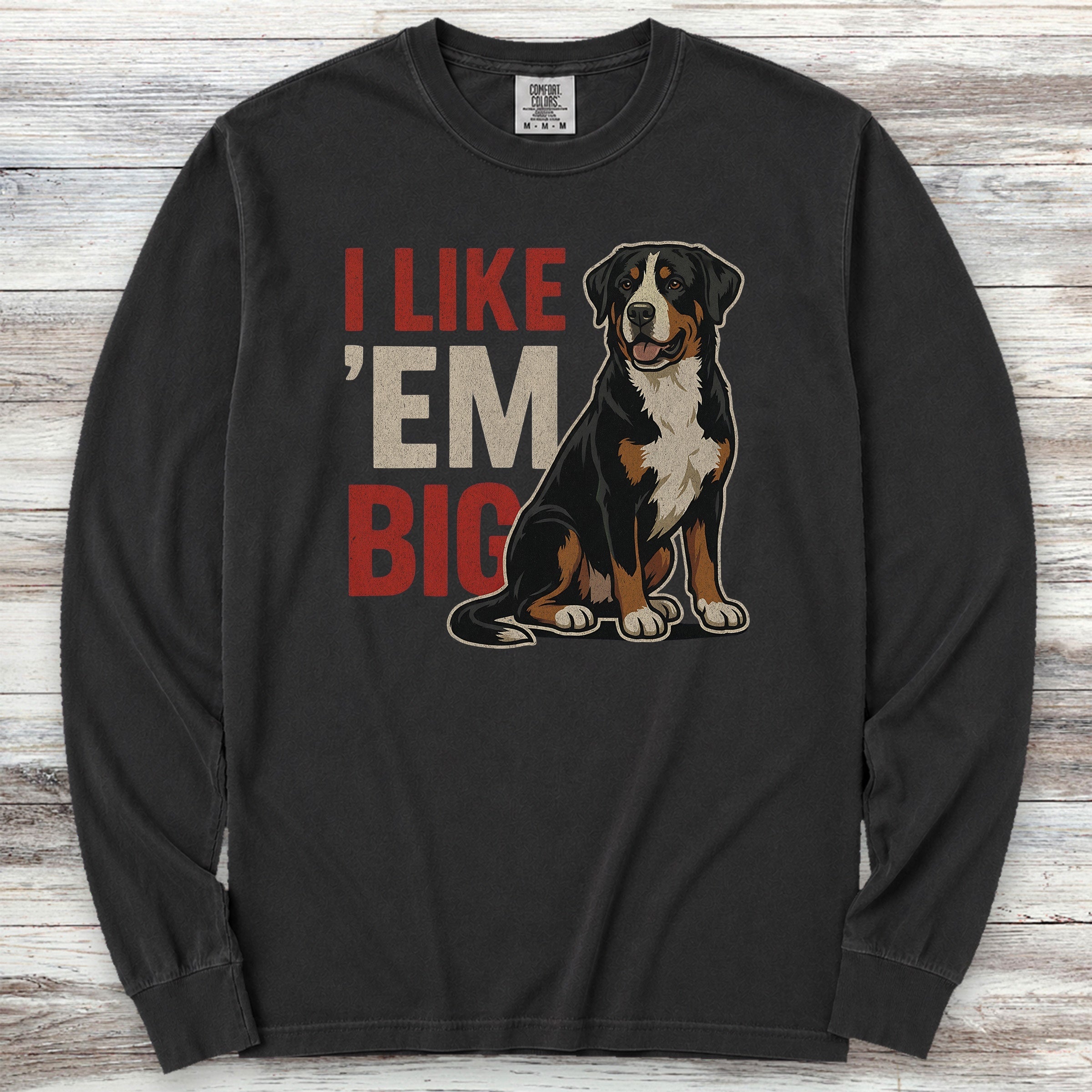 Swiss Mountain Dog Big Long Sleeve Tee - Black