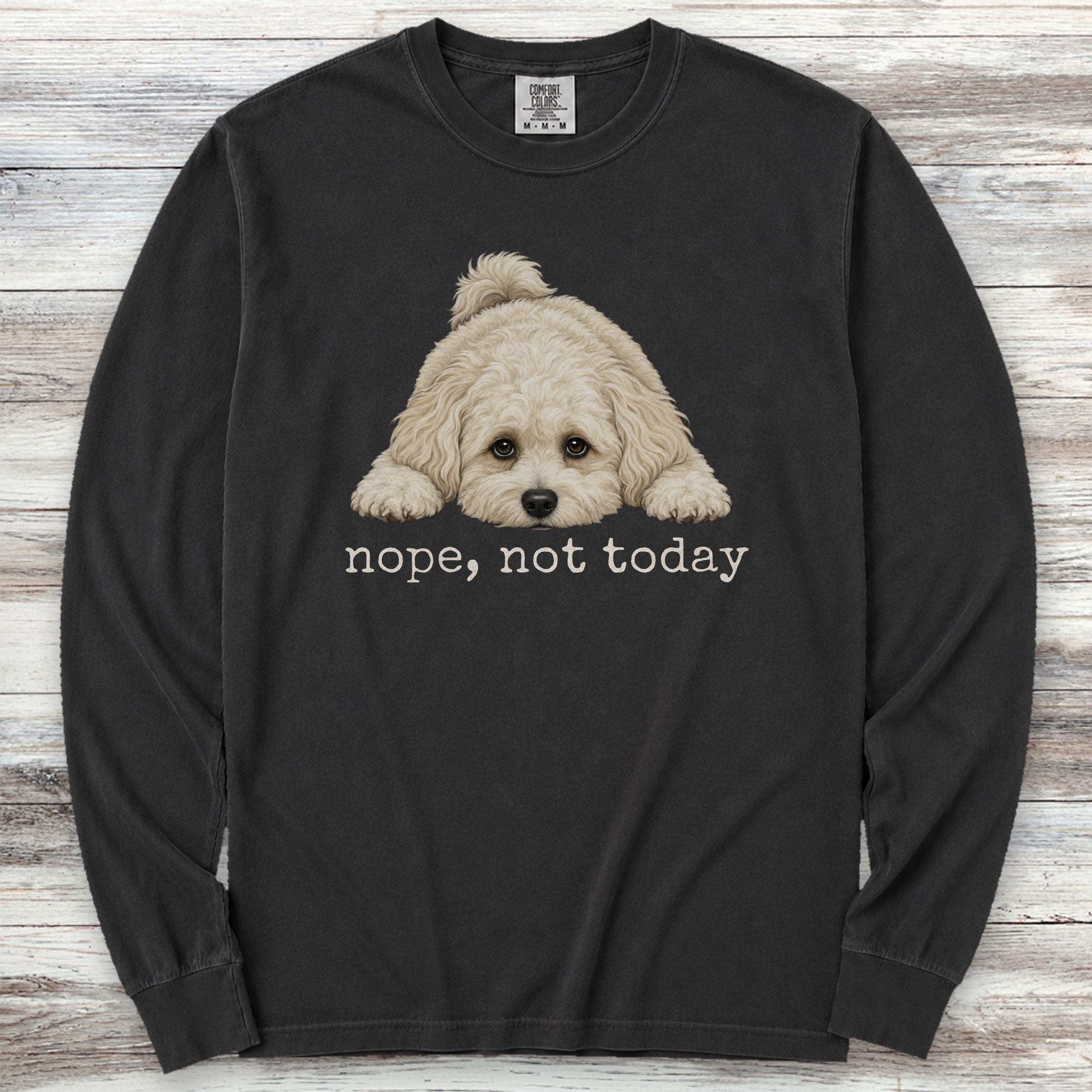 Maltipoo Nope Long Sleeve Tee - Black