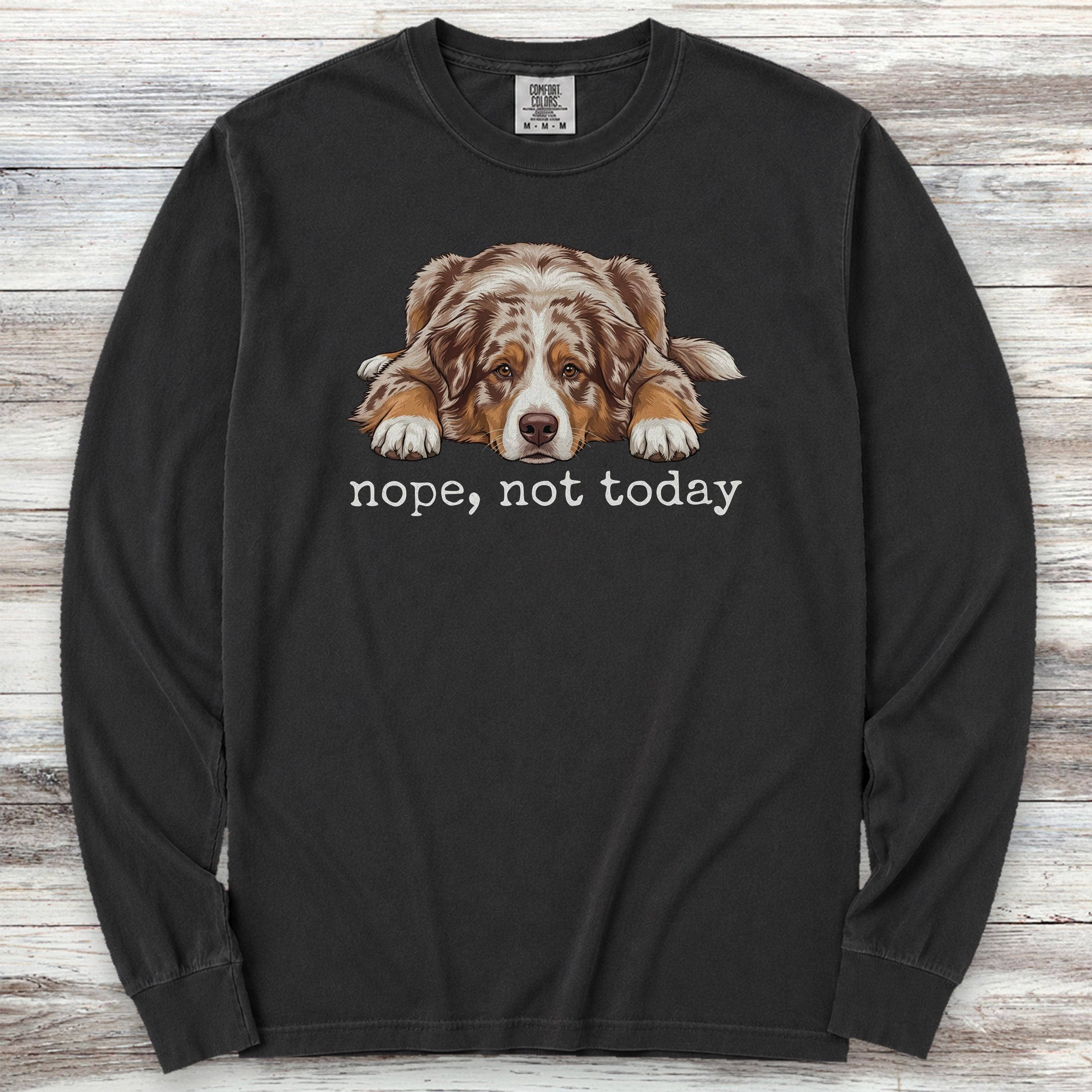 Australian Shepherd Red Nope Long Sleeve Tee - Black