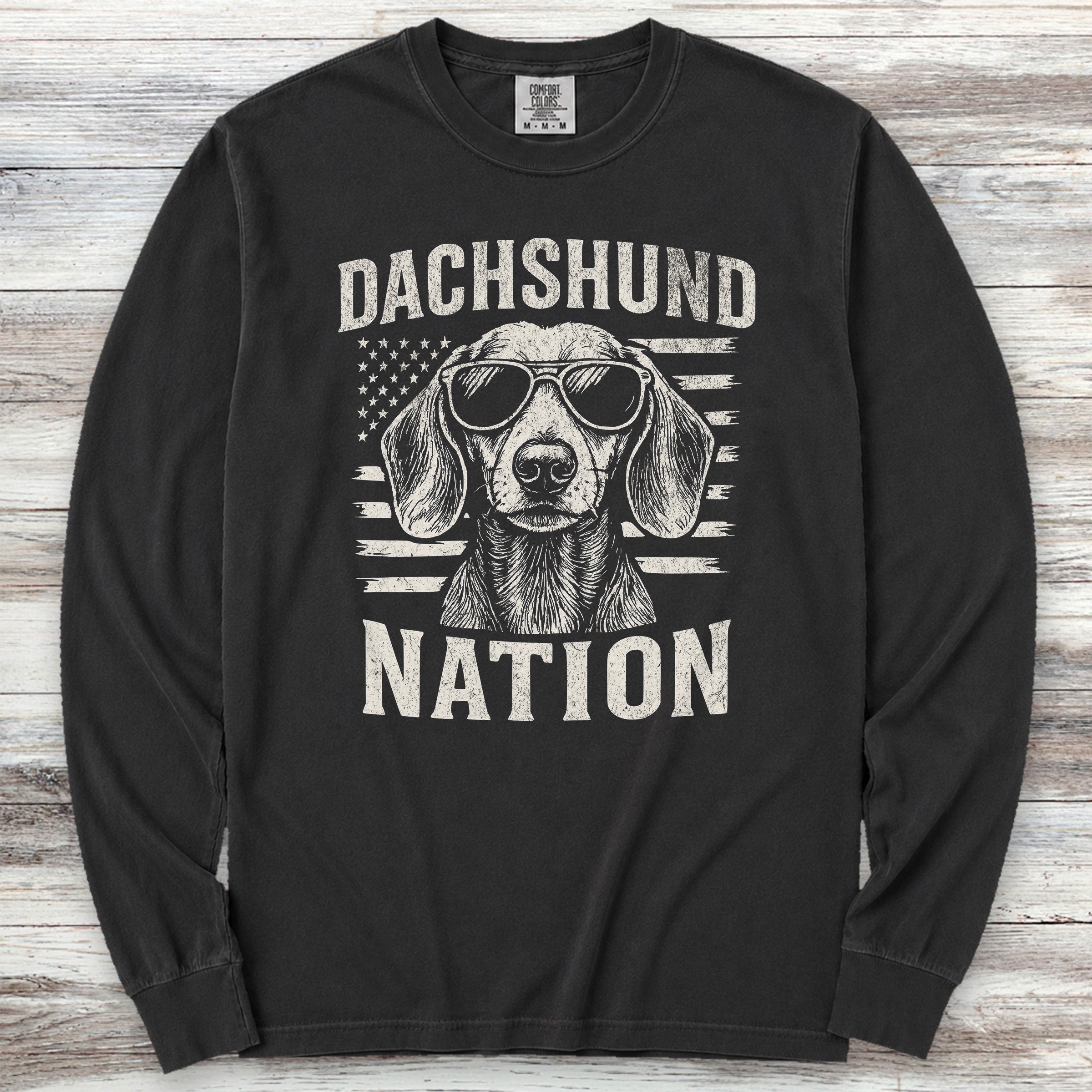 Dachshund Nation Long Sleeve Tee - Black