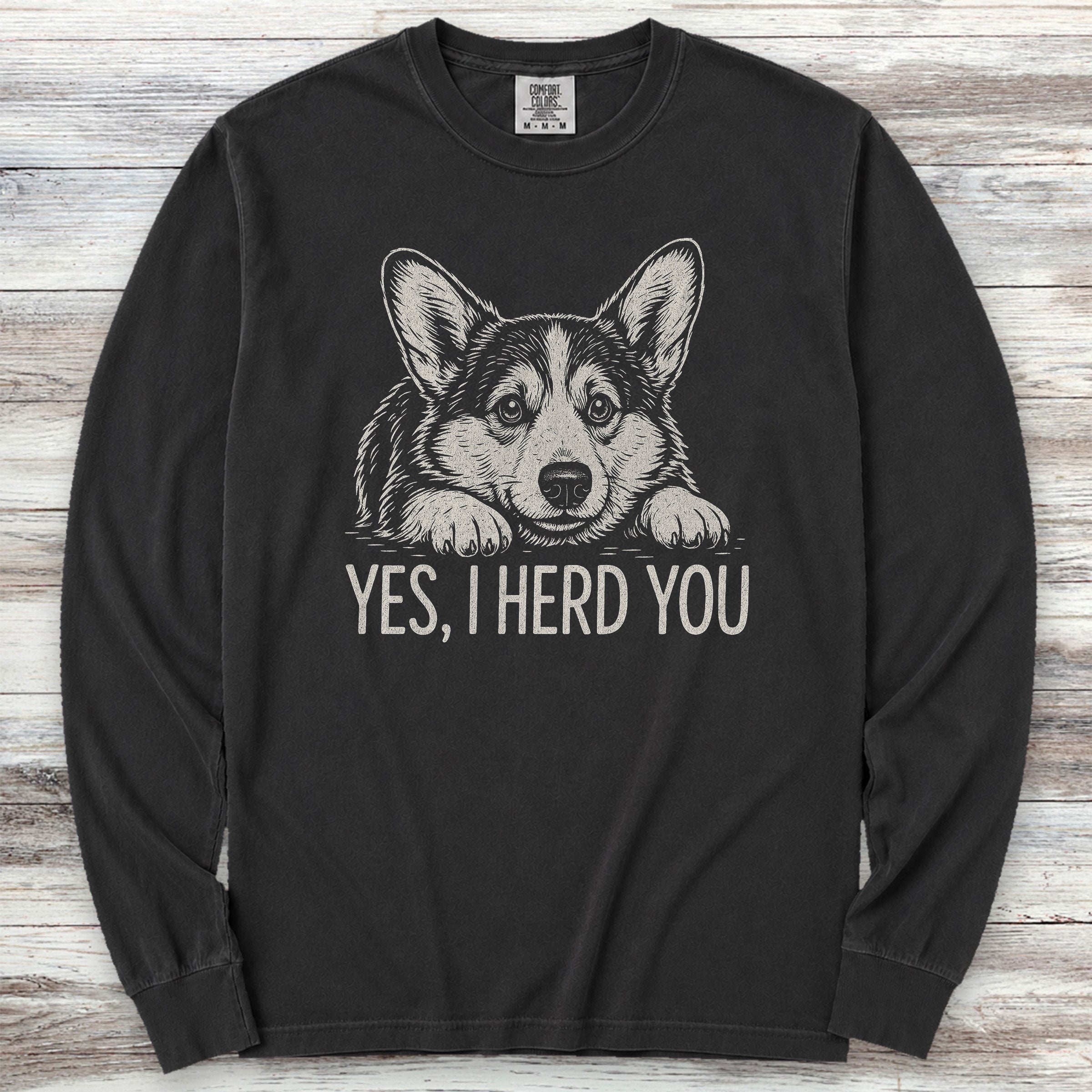Corgi Herd You Long Sleeve Tee - Black