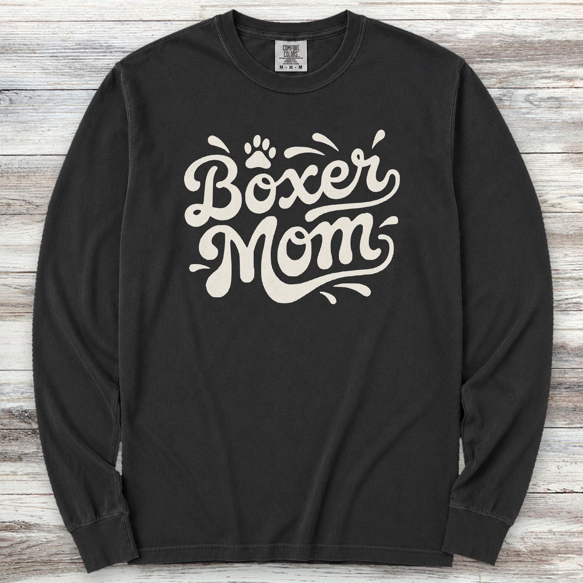 Boxer Groovy Mom Long Sleeve Tee - Black
