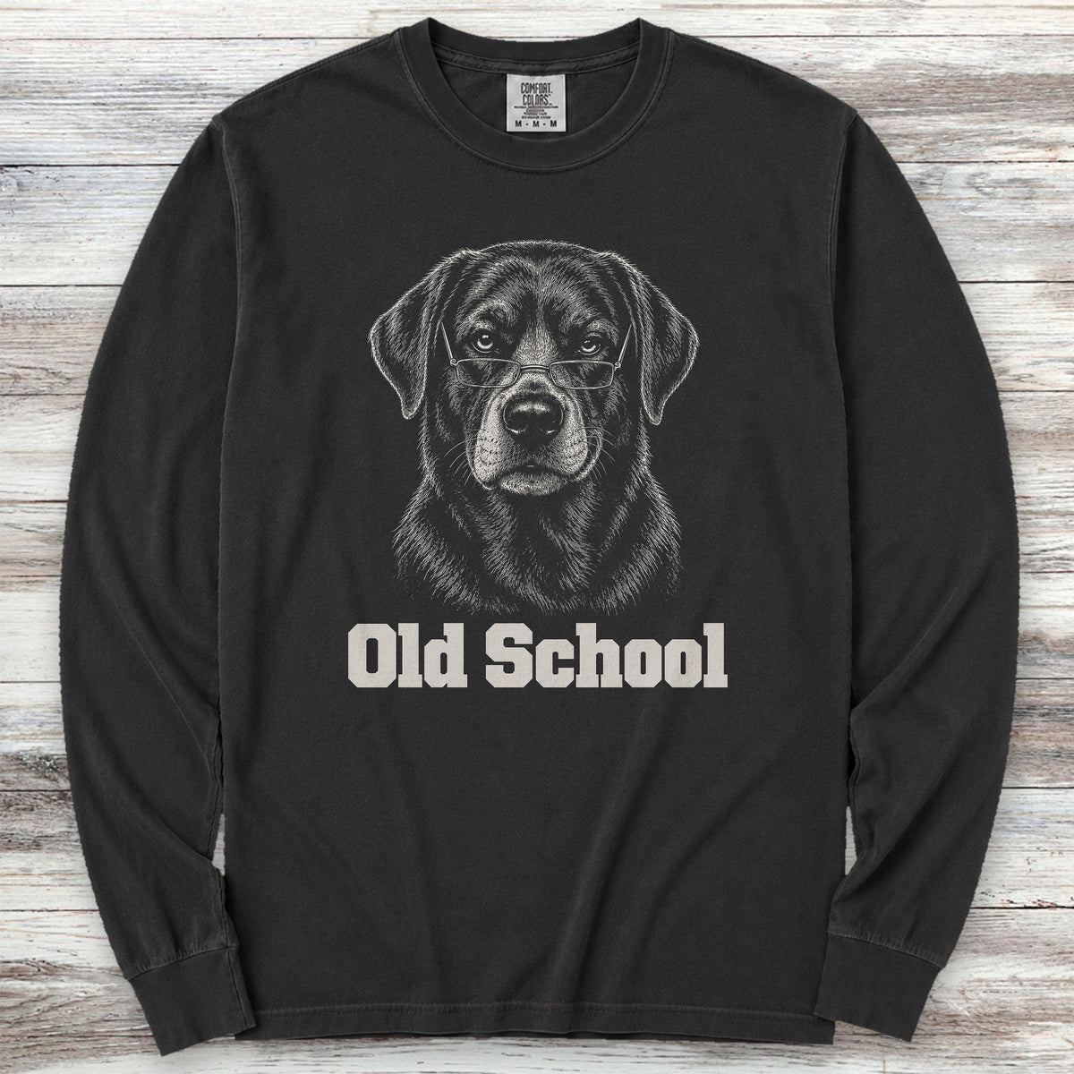 Labrador Retriever Black Old School Long Sleeve Tee - Black