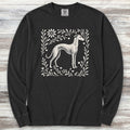 Whippet Linocut Long Sleeve Tee - Black