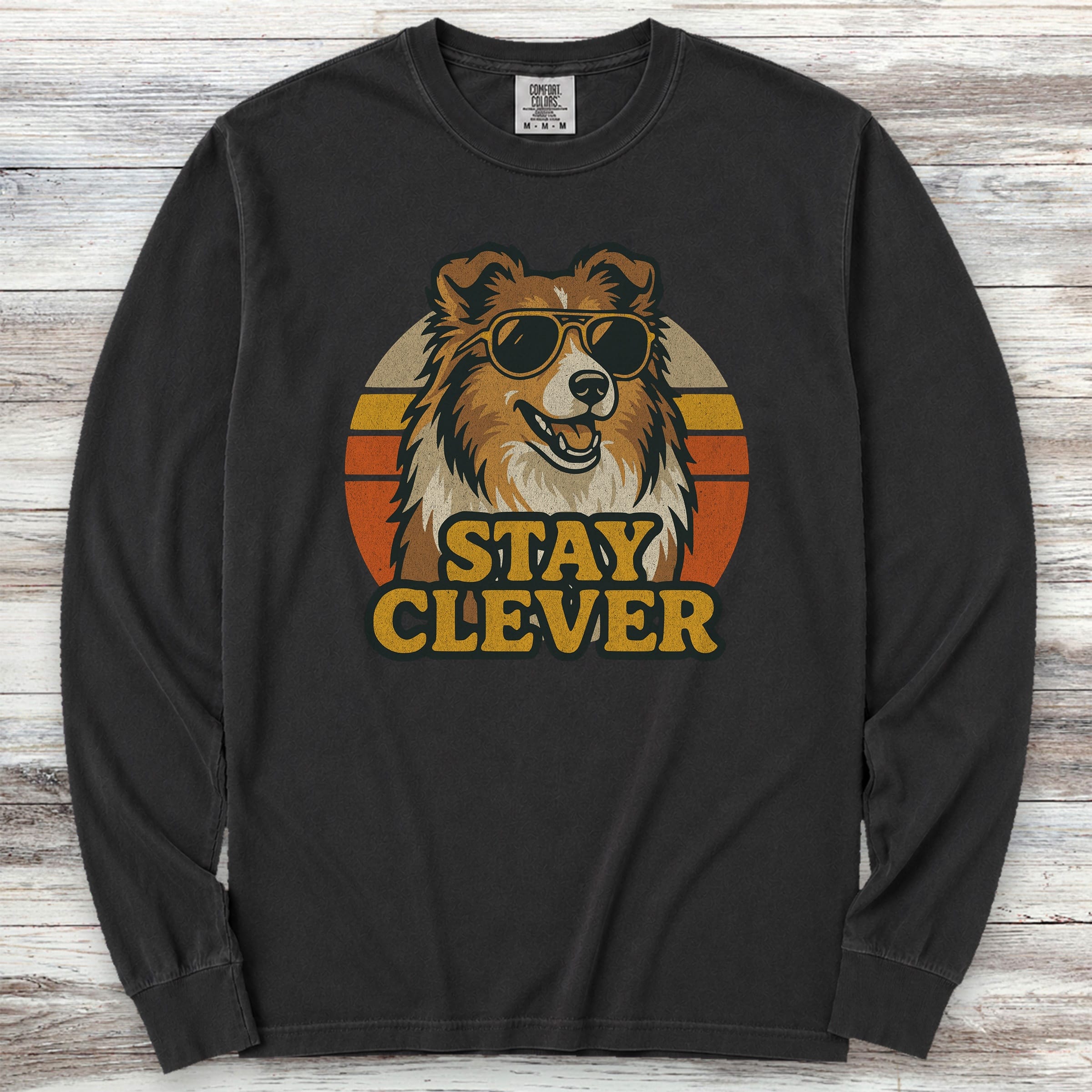 Shetland Sheepdog Clever Long Sleeve Tee - Black
