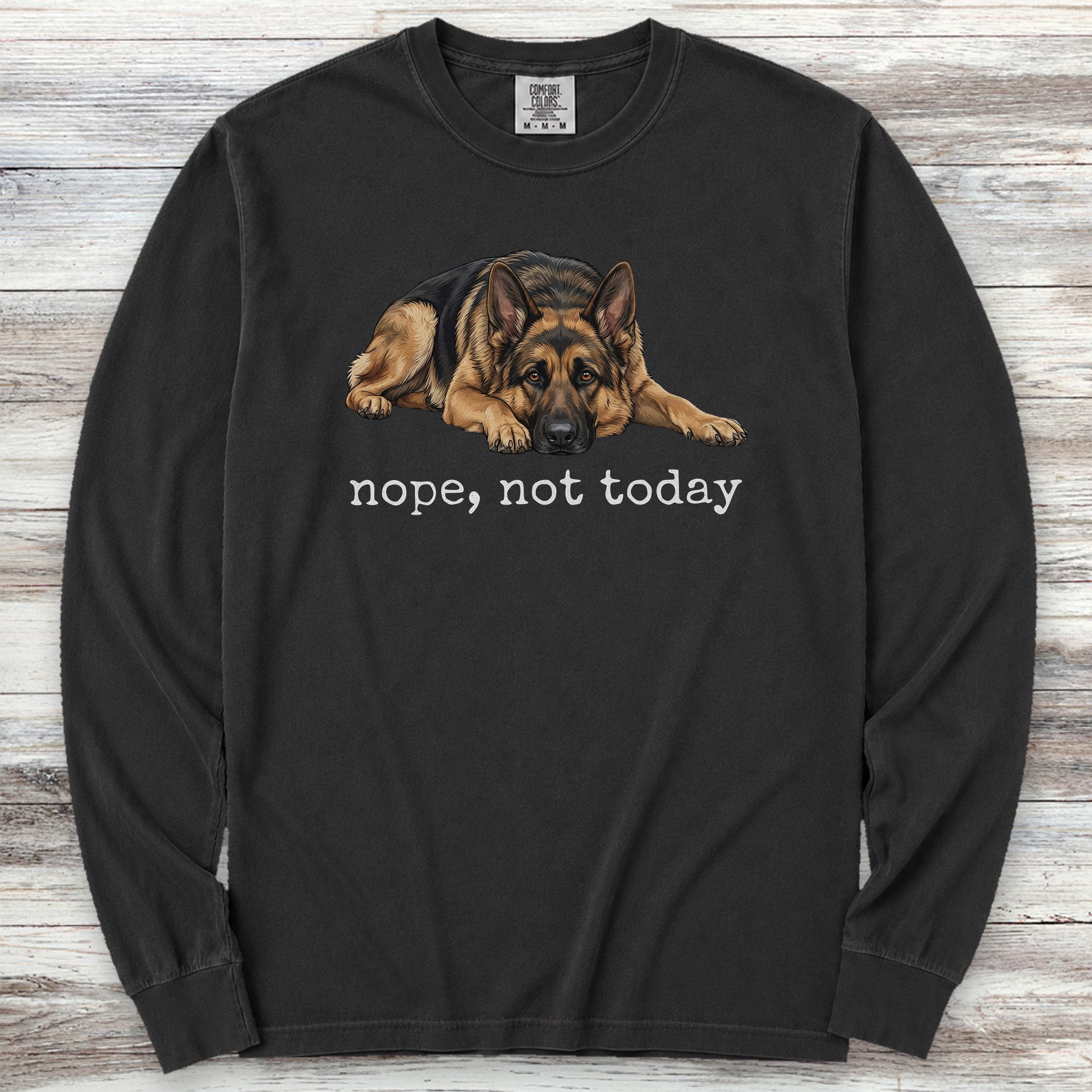 German Shepherd Nope Long Sleeve Tee - Black