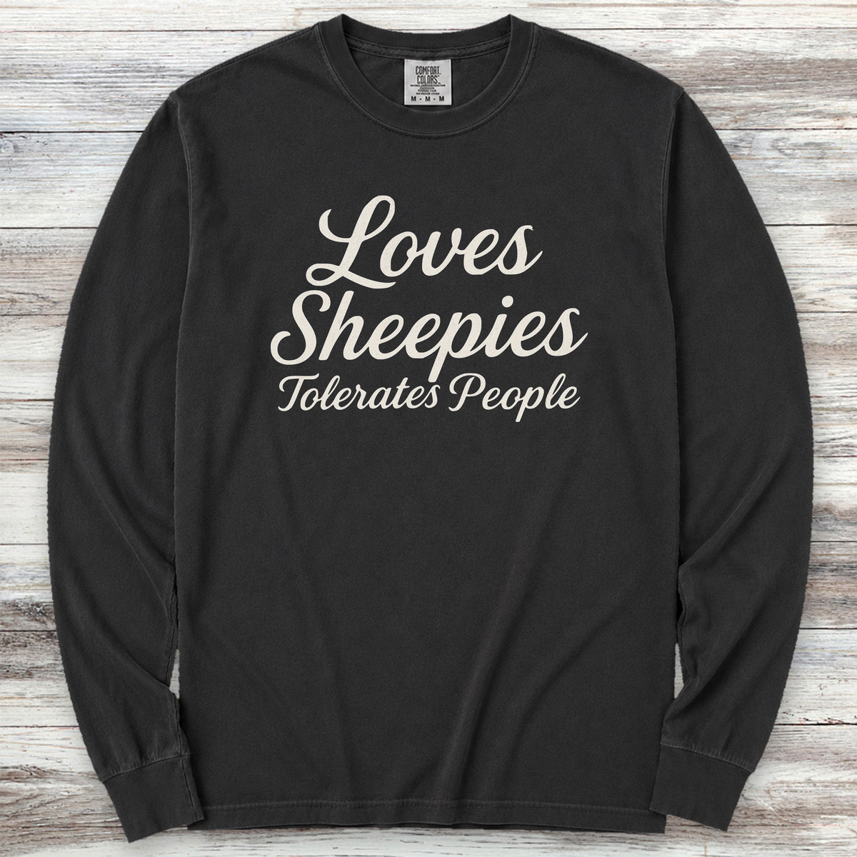 Old English Sheepdog Tolerates People Long Sleeve Tee - Black