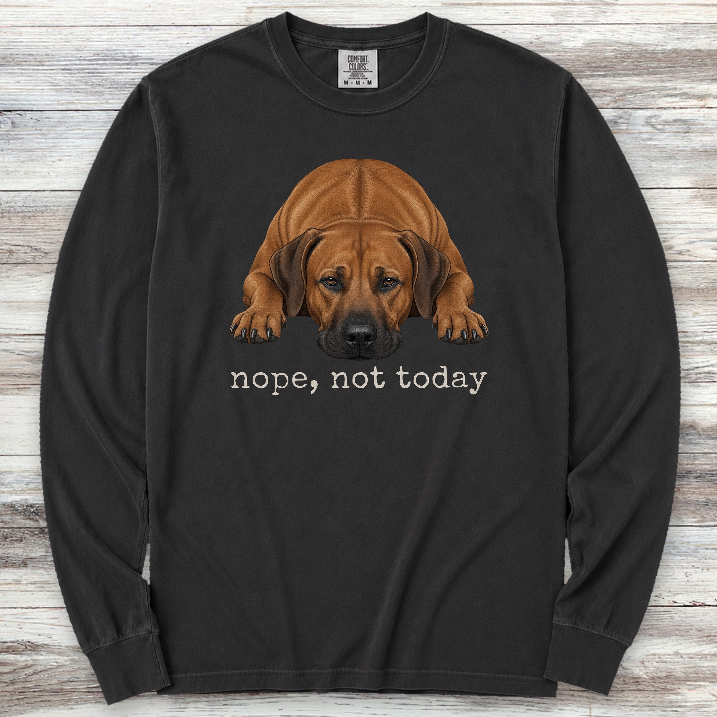 Rhodesian Ridgeback Nope Long Sleeve Tee - Black