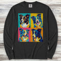 Border Collie Pop Art Long Sleeve Tee - Black
