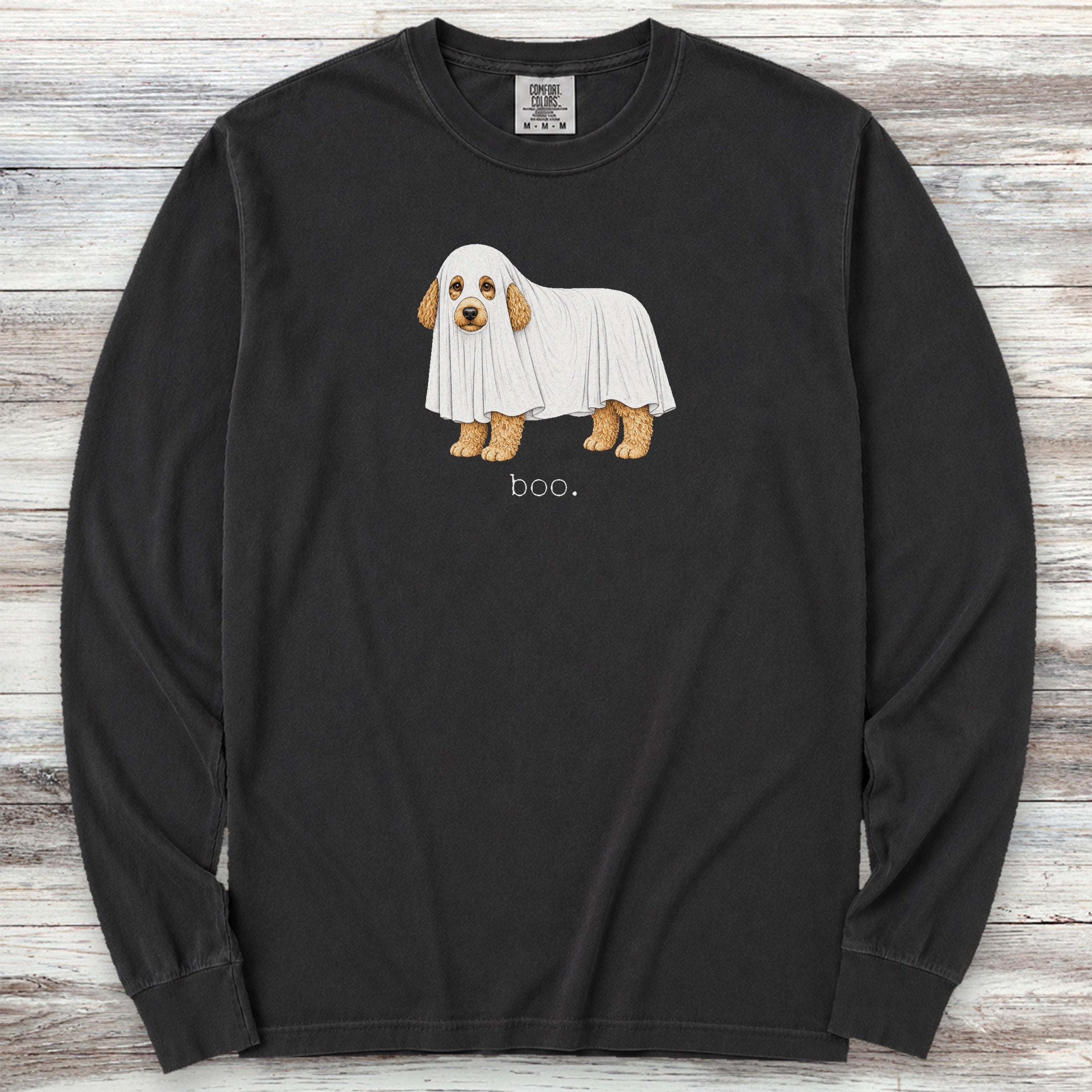 Goldendoodle Boo Long Sleeve Tee - Black