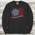 Live Free Love Dogs Flag Long Sleeve Tee - Black