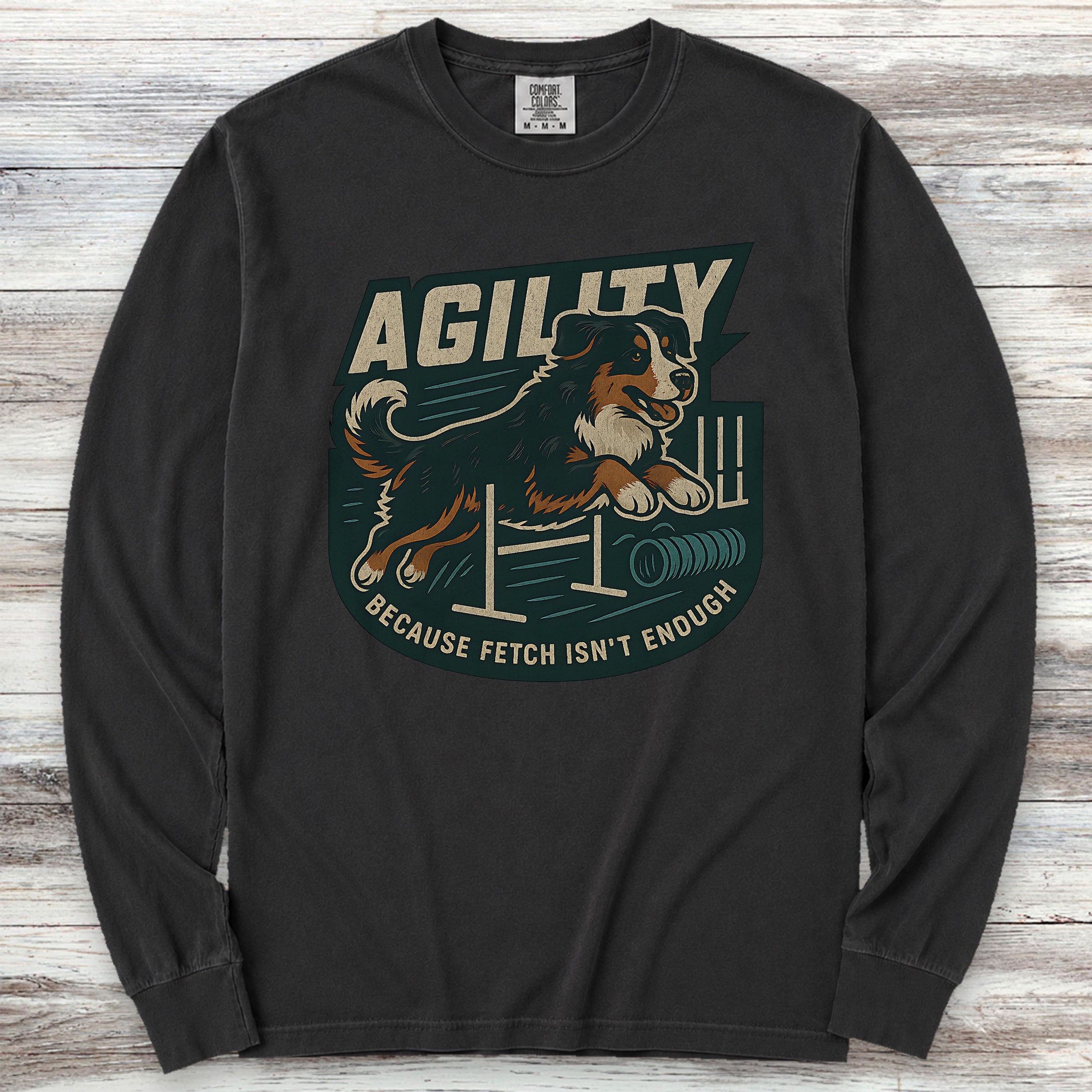 Bernese Mountain Dog Agility Long Sleeve Tee - Black