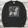 Cocker Spaniel Linocut Long Sleeve Tee - Black