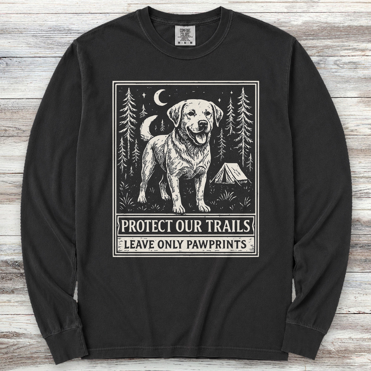 Labrador Retriever Protect Trails Long Sleeve Tee - Black