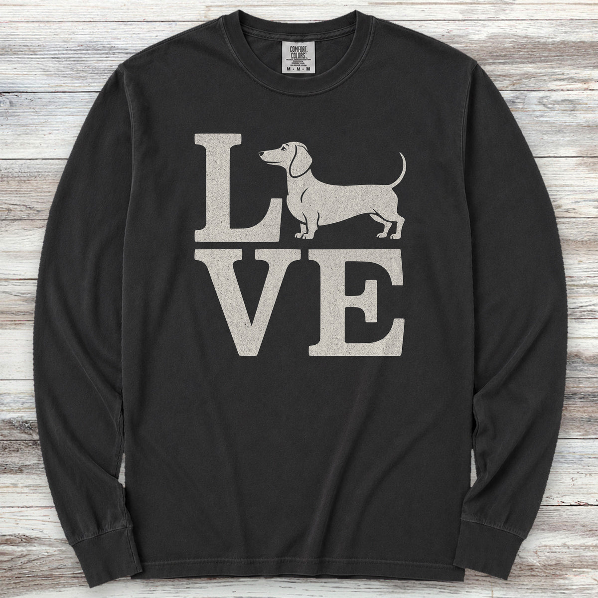 Dachshund Love Long Sleeve Tee - Black
