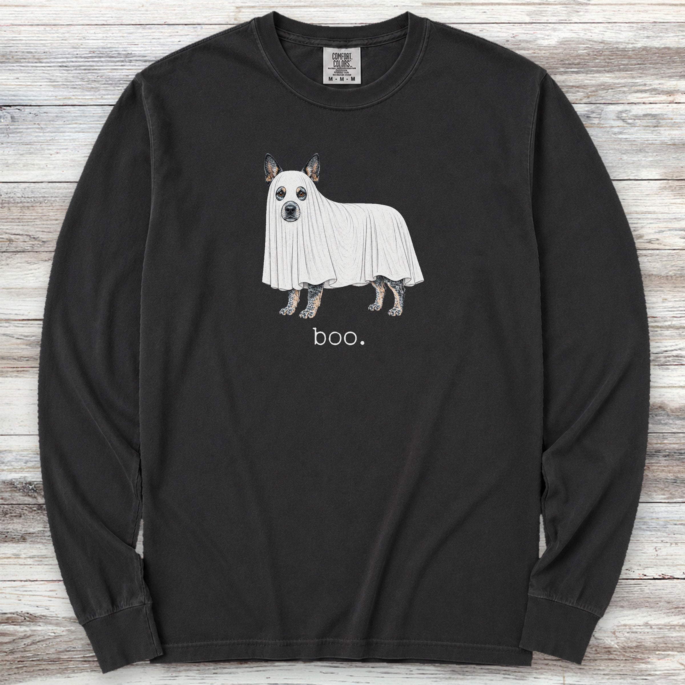 Australian Cattle Dog Boo Long Sleeve Tee - Black