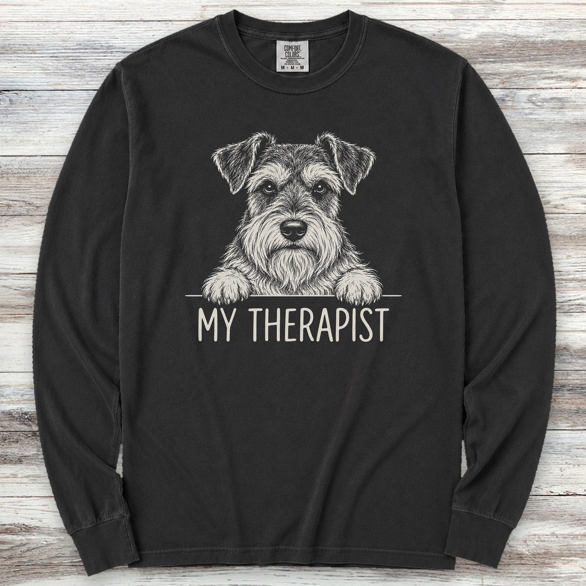 Schnauzer Light Therapist Long Sleeve Tee - Black