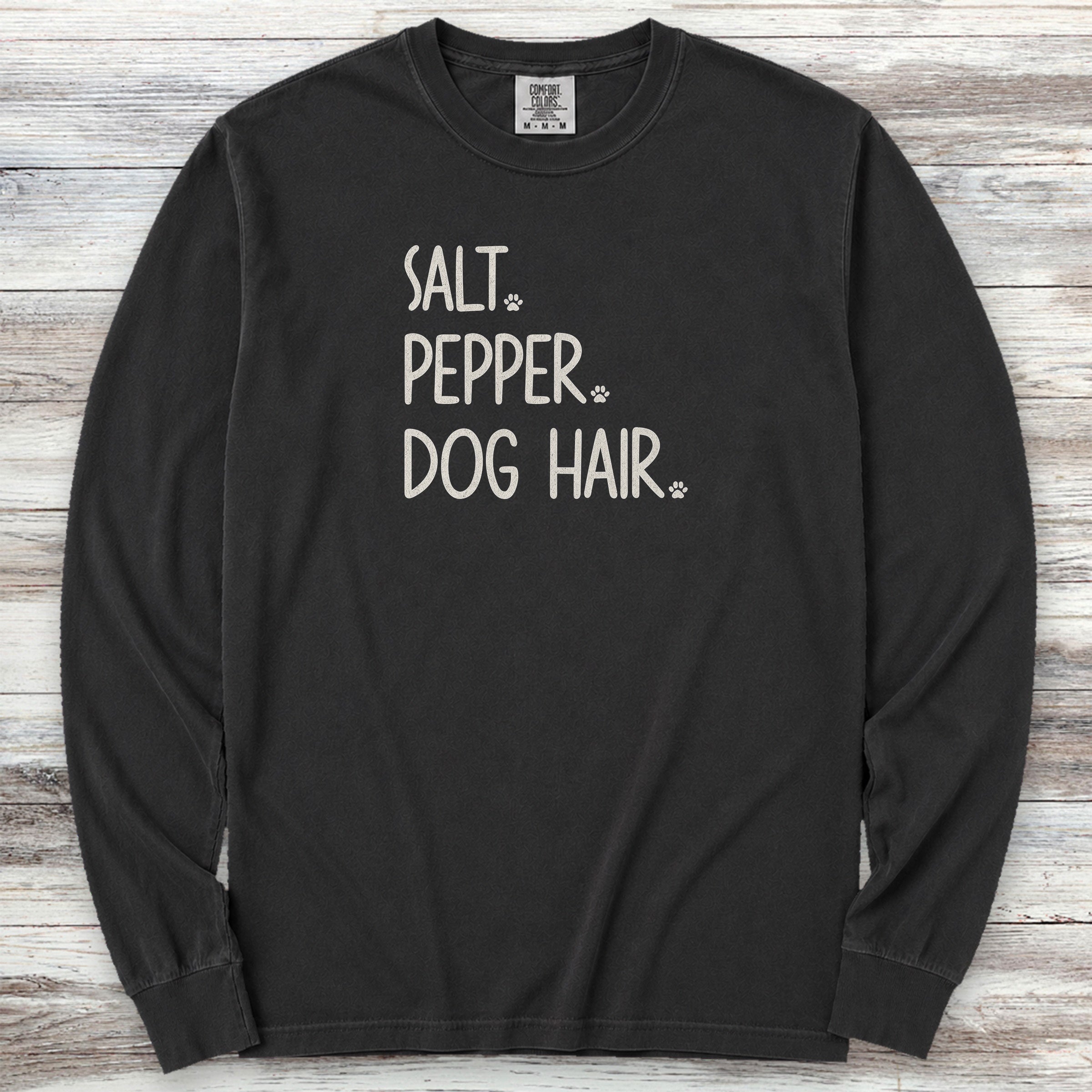 Salt Pepper Dog Hair Long Sleeve Tee - Black