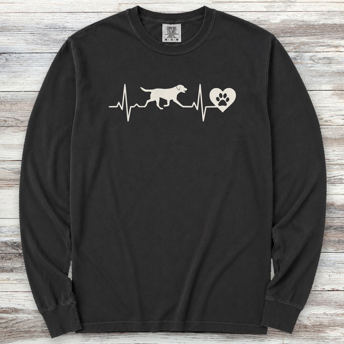 Labrador Retriever Heartbeat Long Sleeve Tee - Black