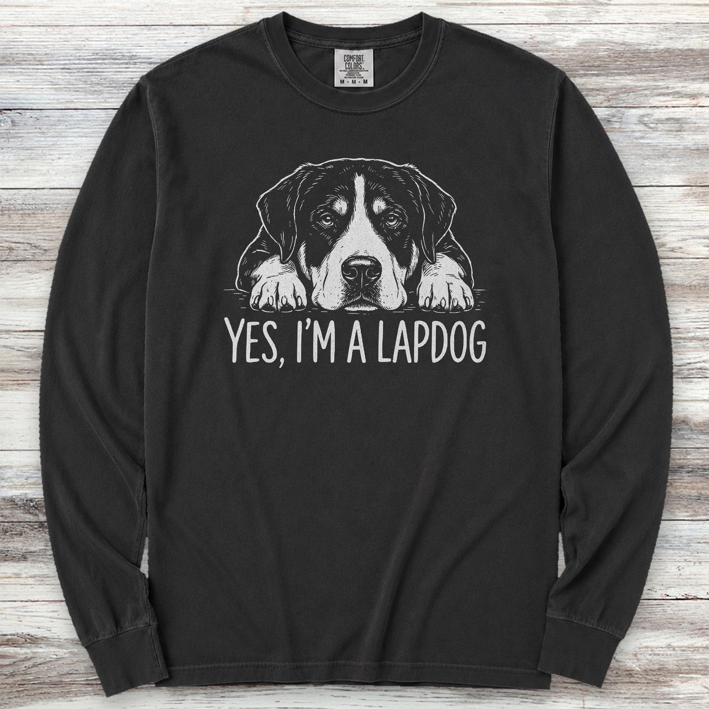 Swiss Mountain Dog Lap Dog Long Sleeve Tee - Black