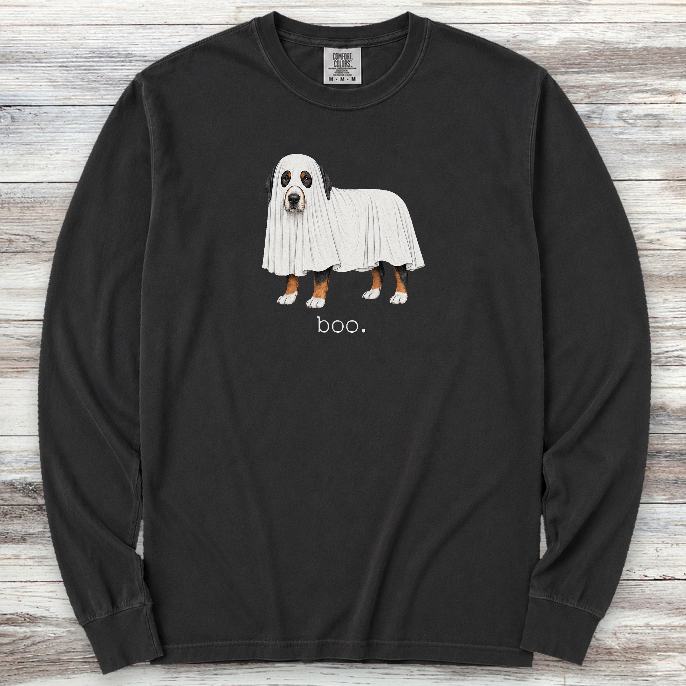 Swiss Mountain Dog Boo Long Sleeve Tee - Black