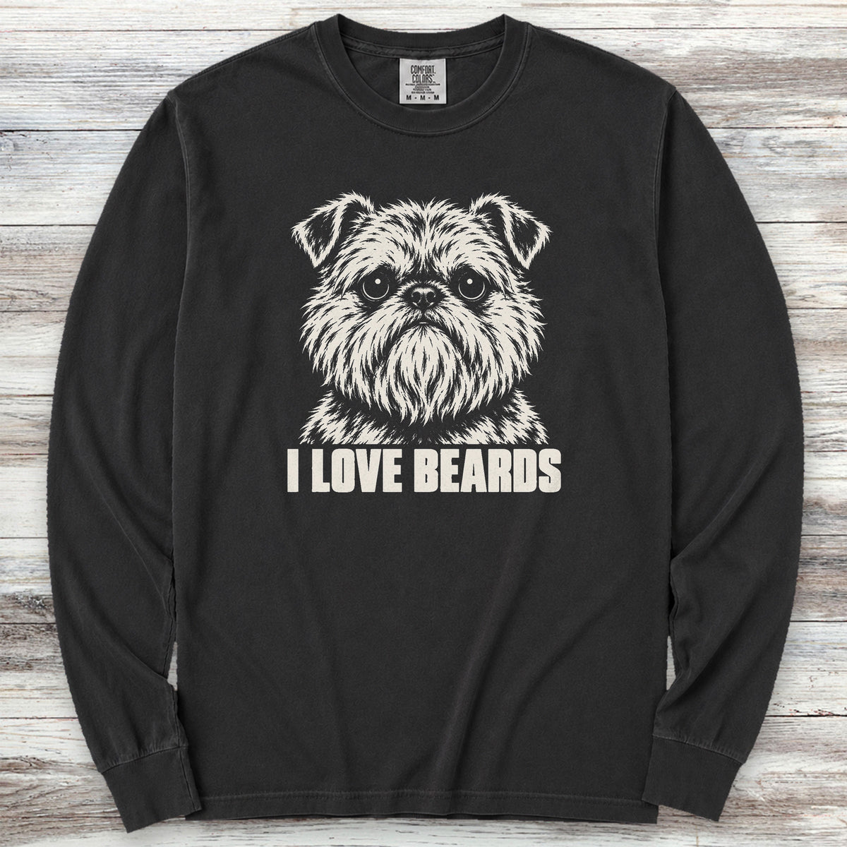 Brussels Griffon I Love Beards Long Sleeve Tee - Black