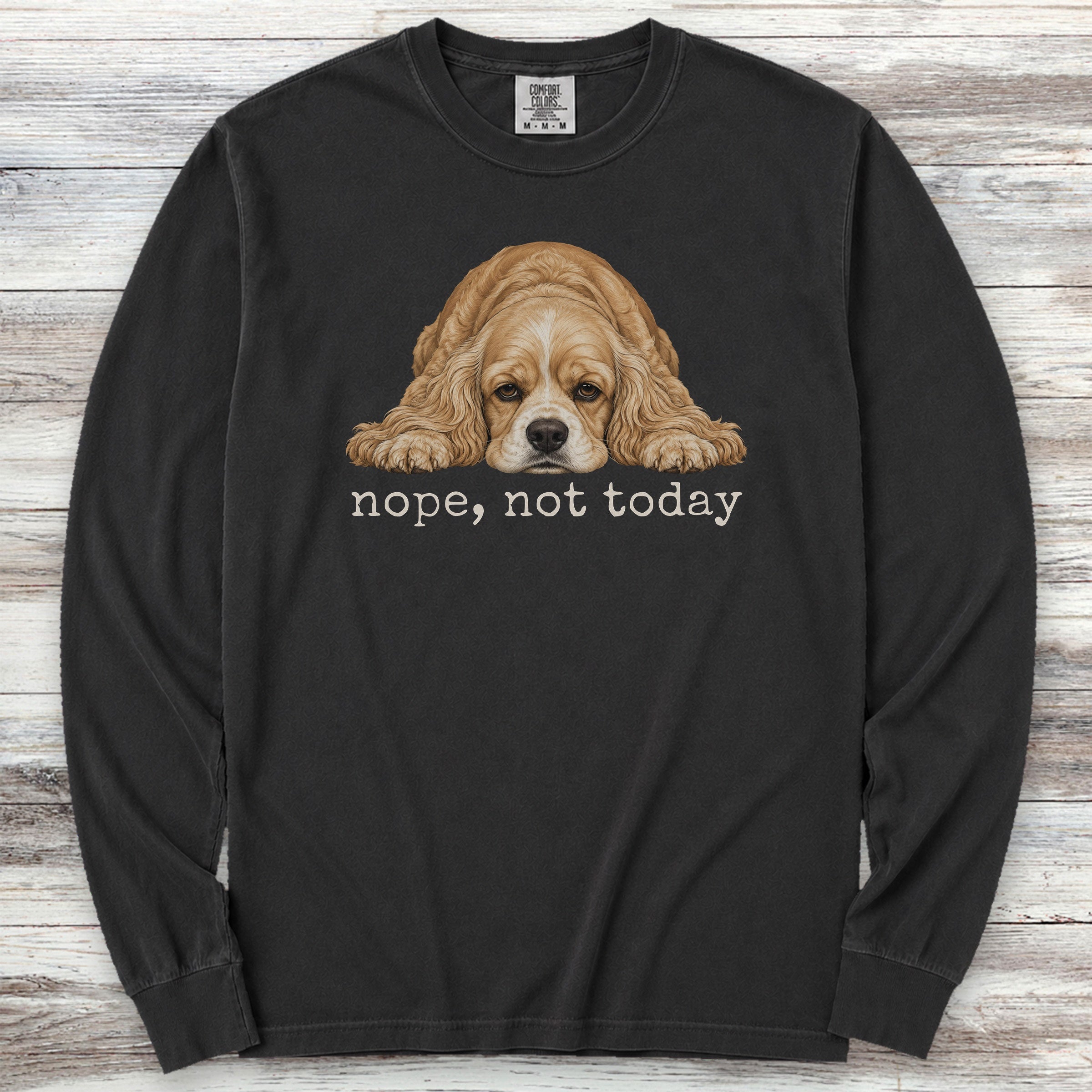 Cocker Spaniel Nope Long Sleeve Tee - Black