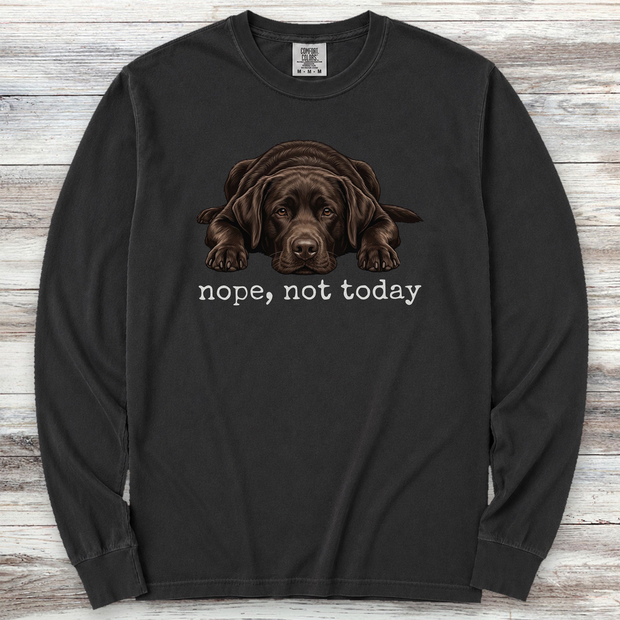 Labrador Retriever Chocolate Nope Long Sleeve Tee - Black