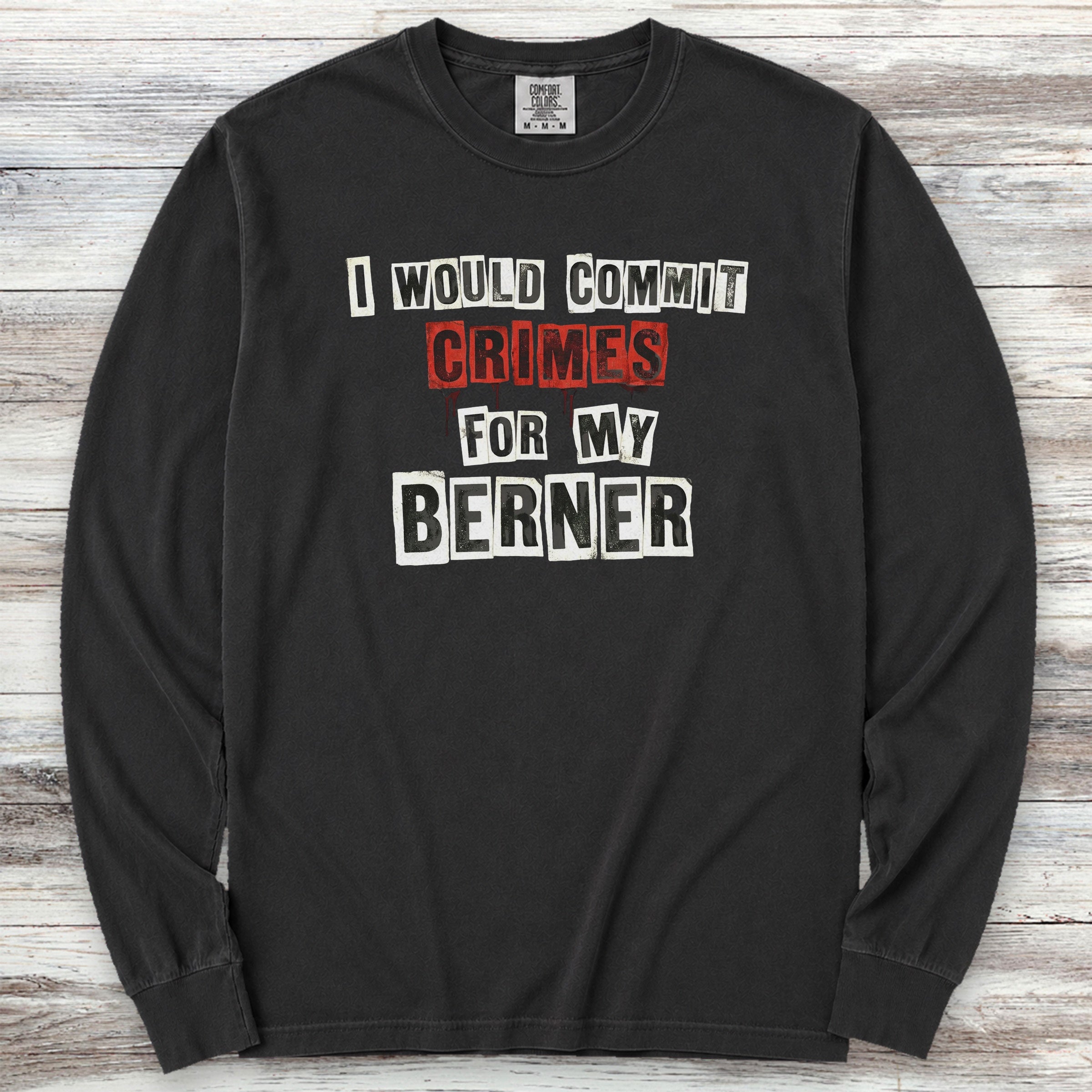 Bernese Mountain Dog Crimes Long Sleeve Tee - Black