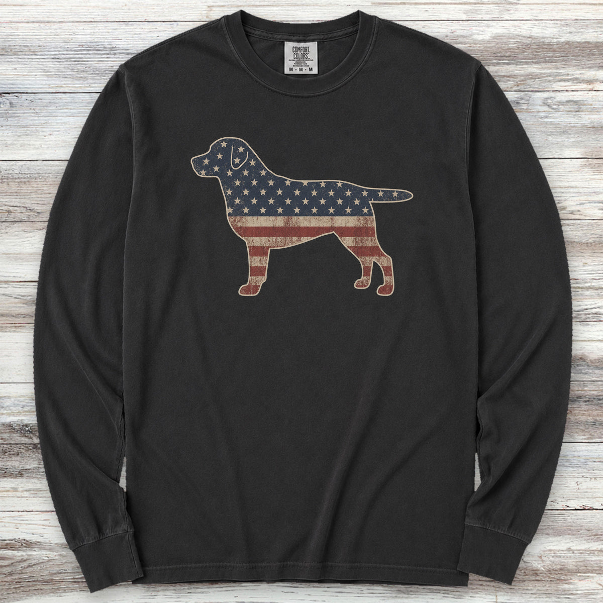 Labrador Retriever Vintage USA Long Sleeve Tee - Black