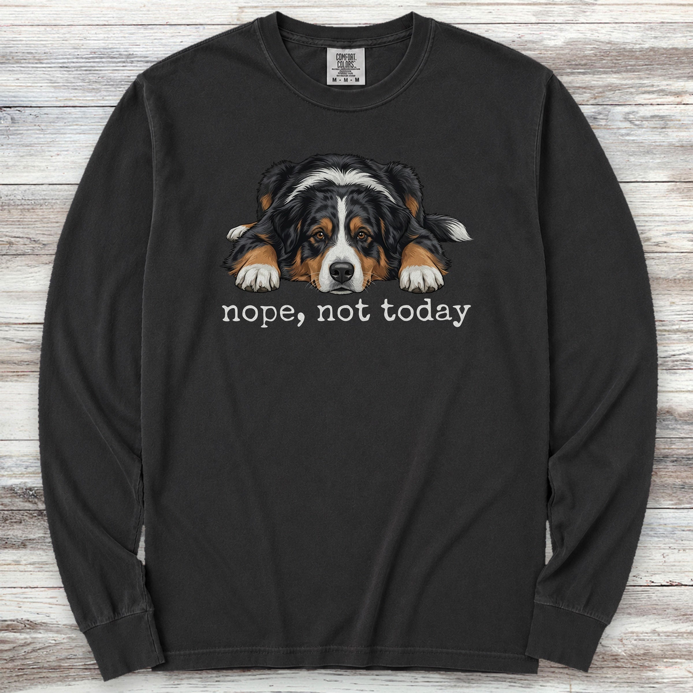 Australian Shepherd Tri Nope Long Sleeve Tee - Black