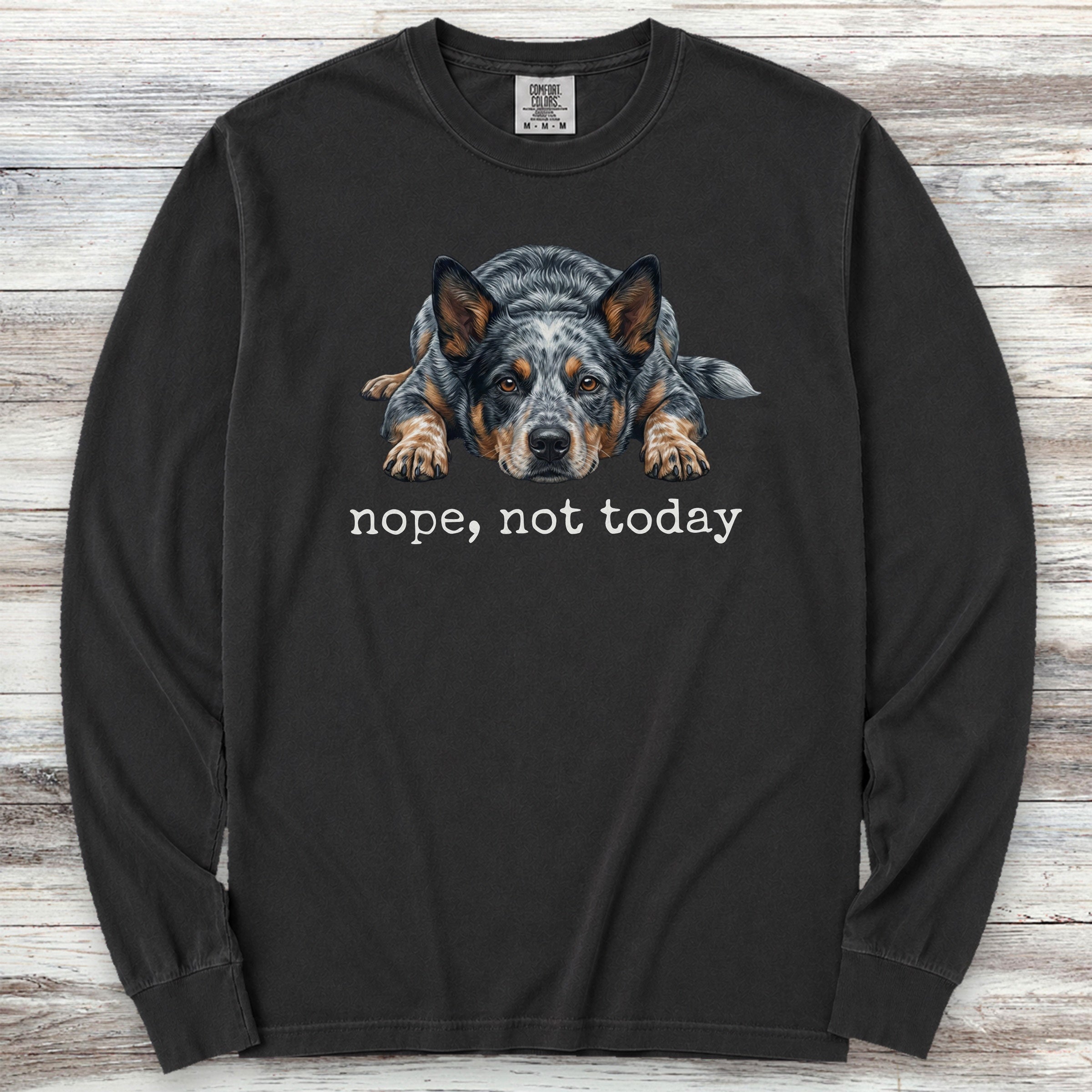 Australian Cattle Dog Blue Heeler Nope Long Sleeve Tee - Black