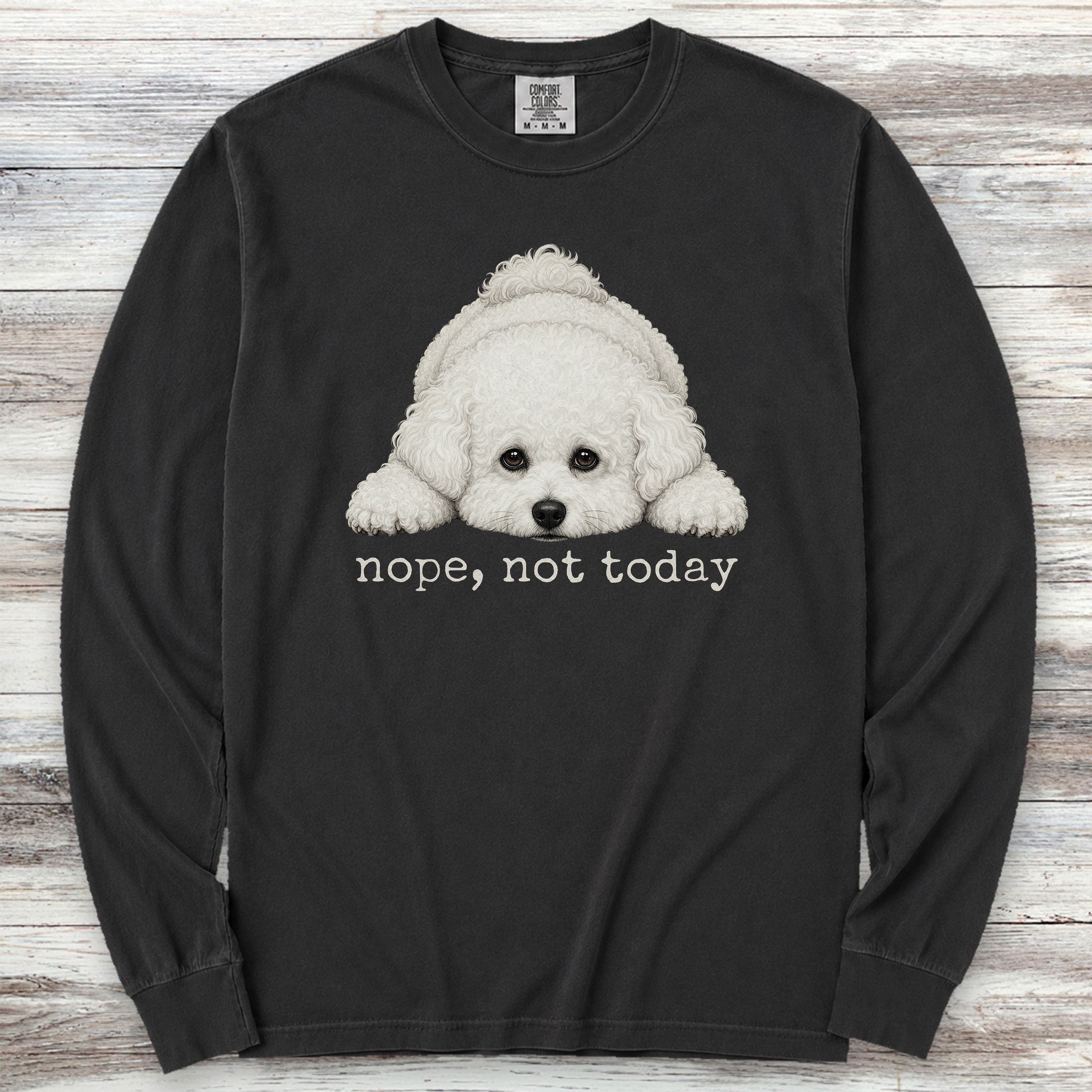 Bichon Frise Nope Long Sleeve Tee - Black