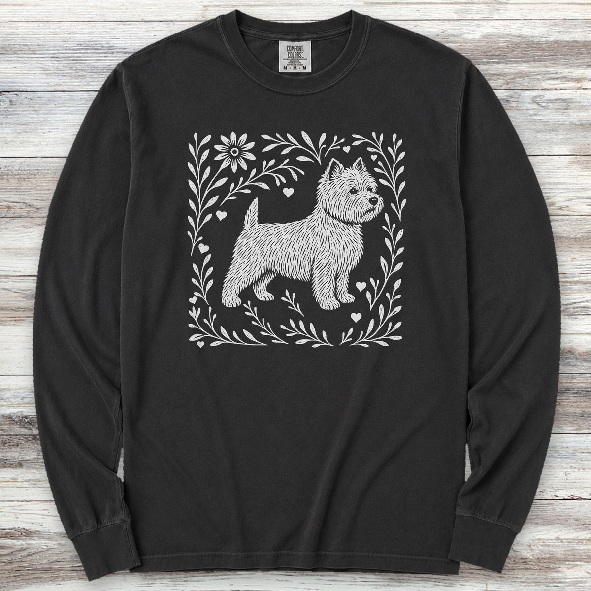 West Highland Linocut Long Sleeve Tee - Black