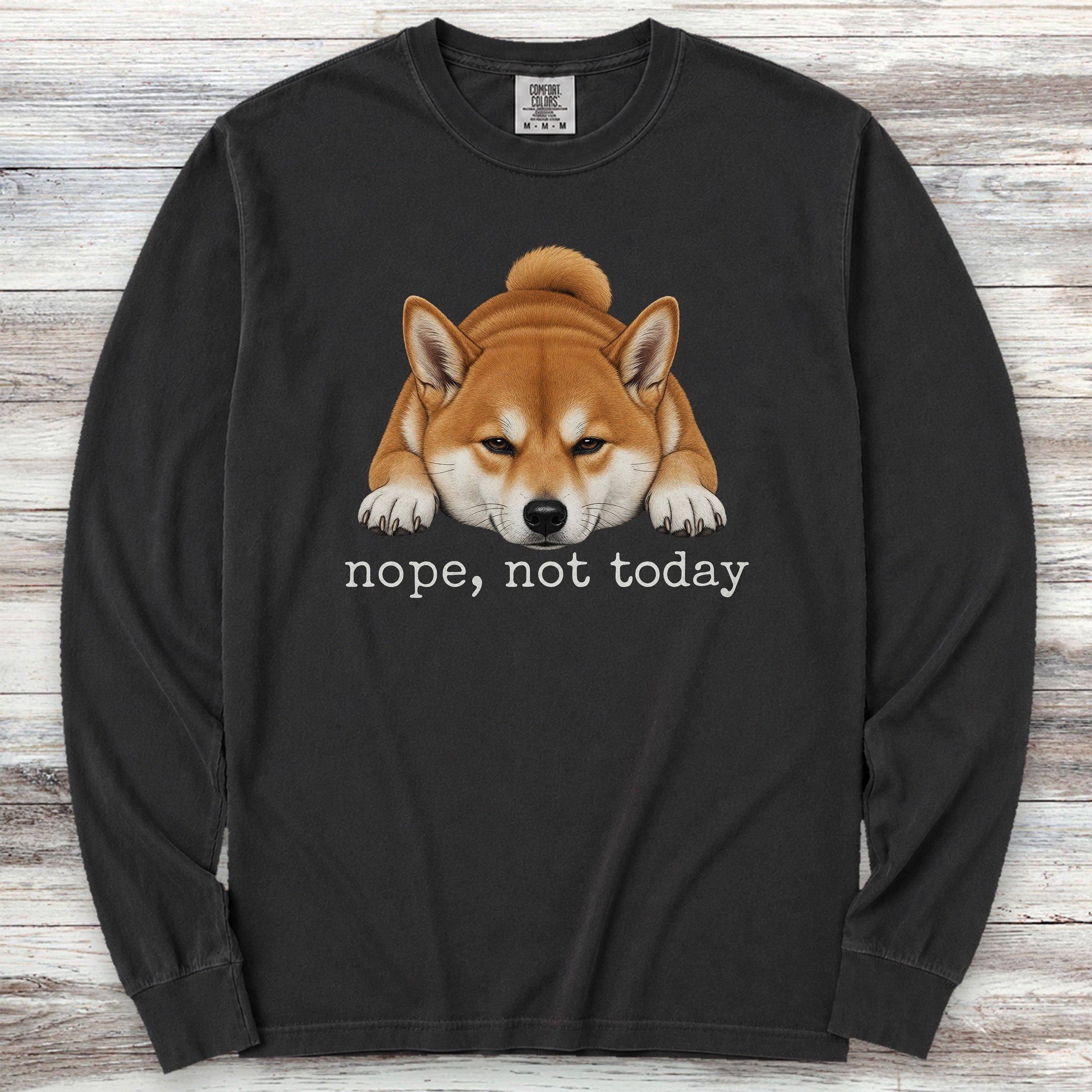 Shiba Inu Nope Long Sleeve Tee - Black