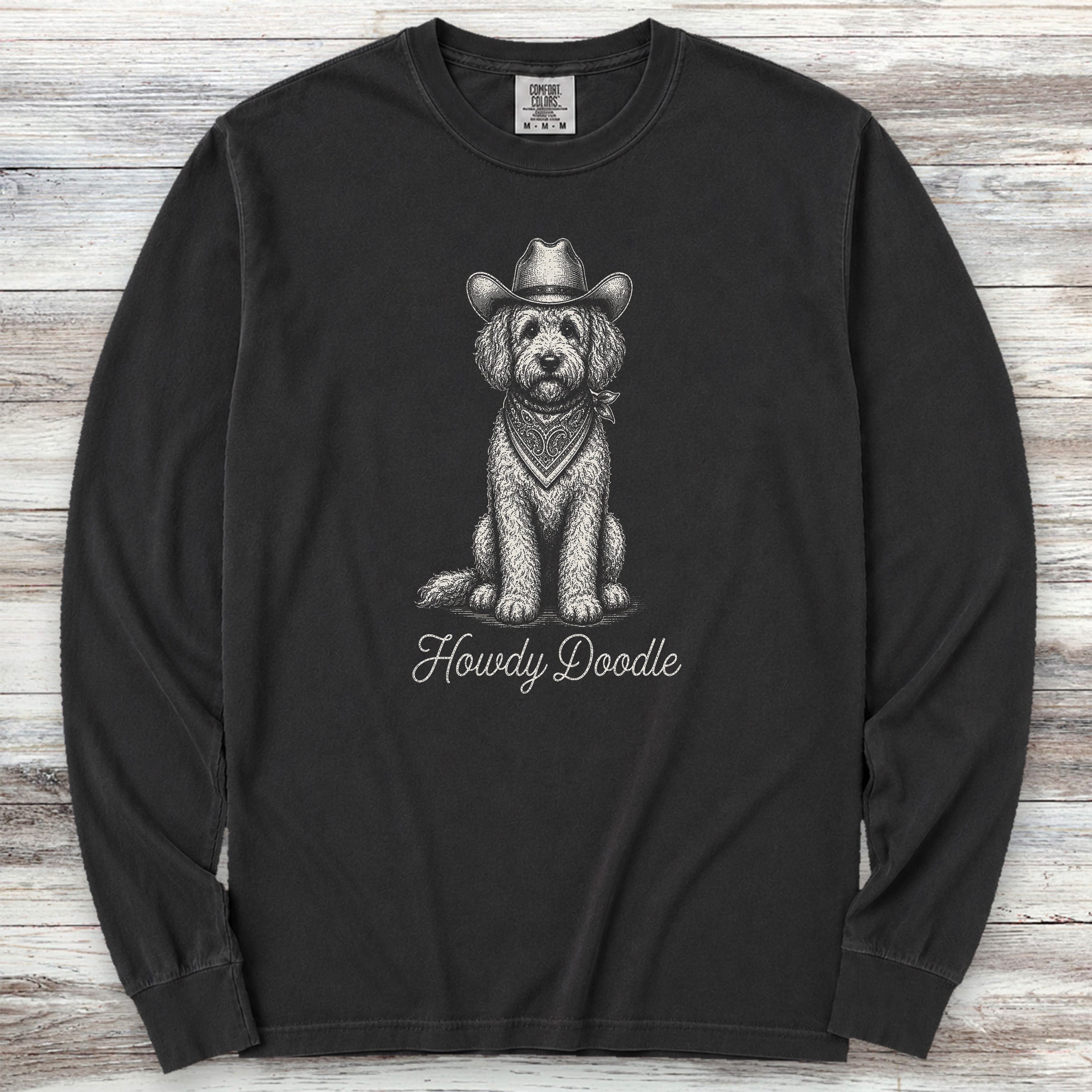 Doodle Howdy Doodle Long Sleeve Tee - Black