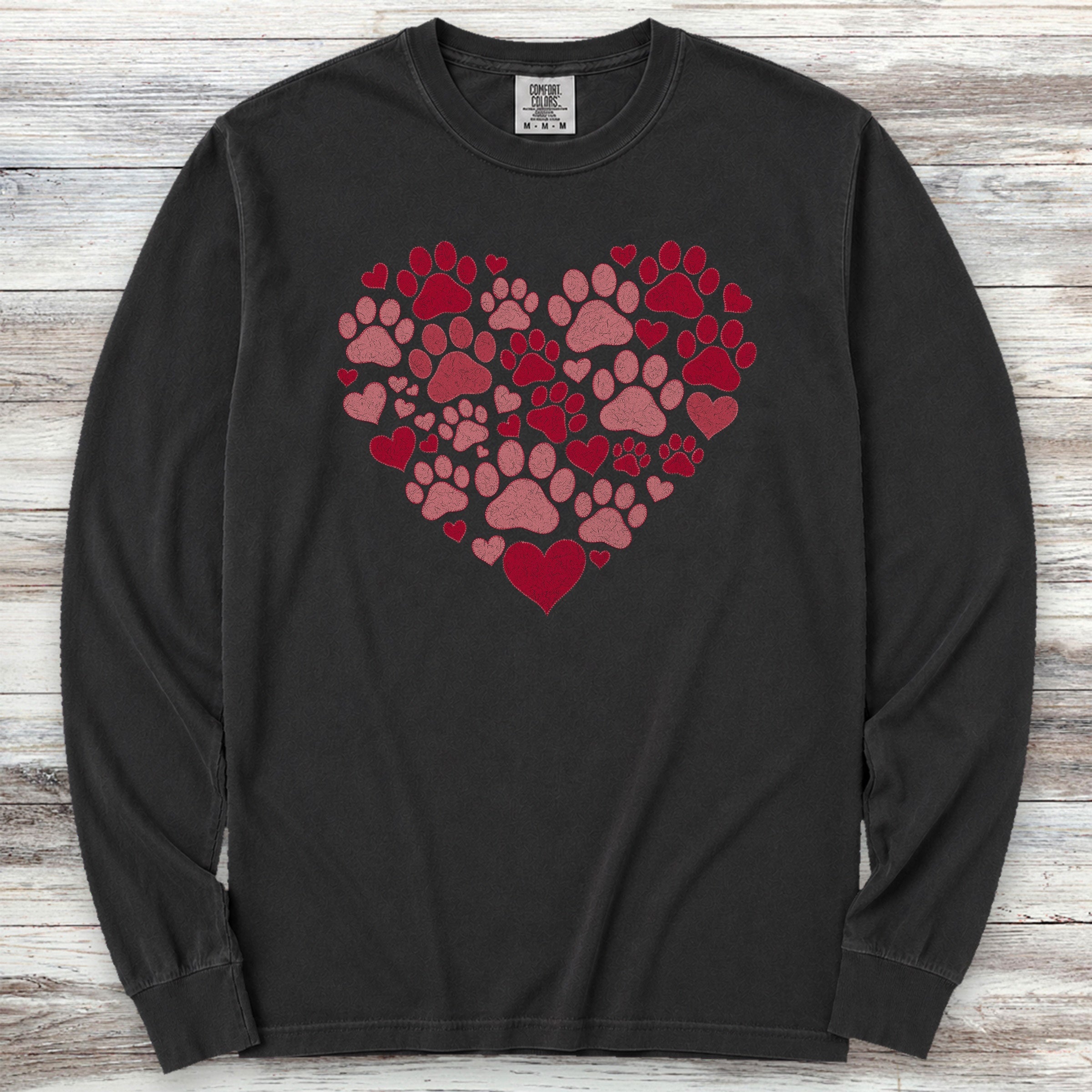 Heart & Paw Long Sleeve Tee - Black