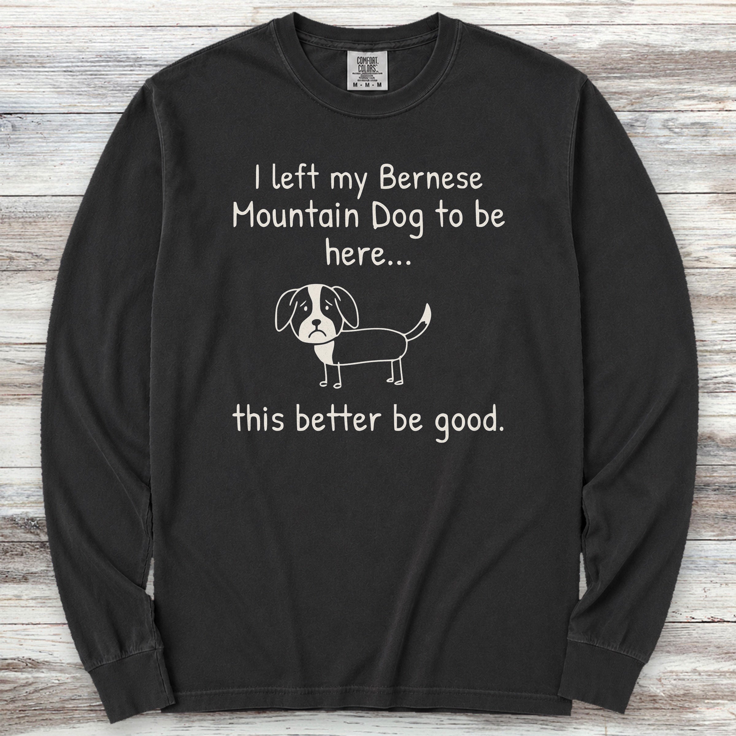 Bernese Mountain Dog Lonely Long Sleeve Tee - Black