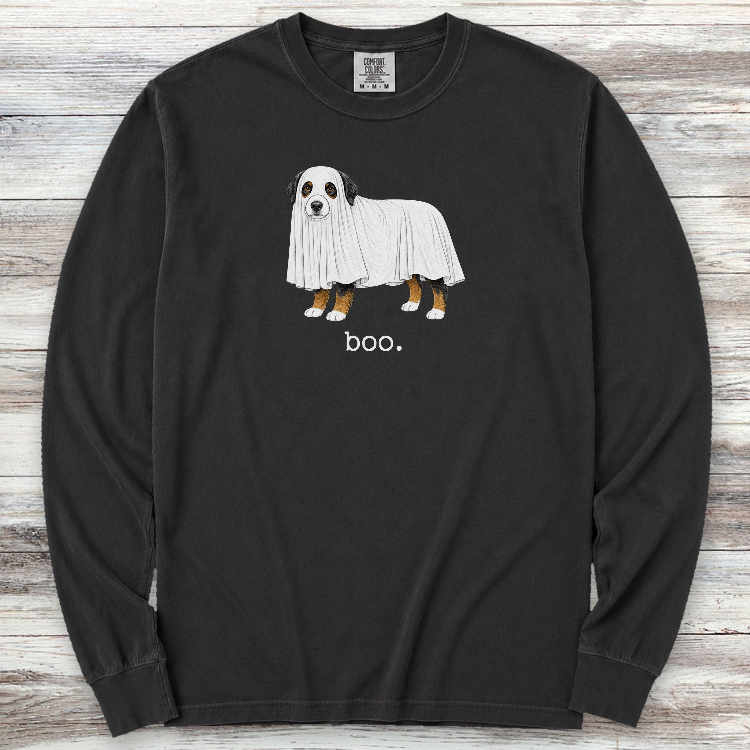 Australian Mountain Dog Boo Long Sleeve Tee - Black