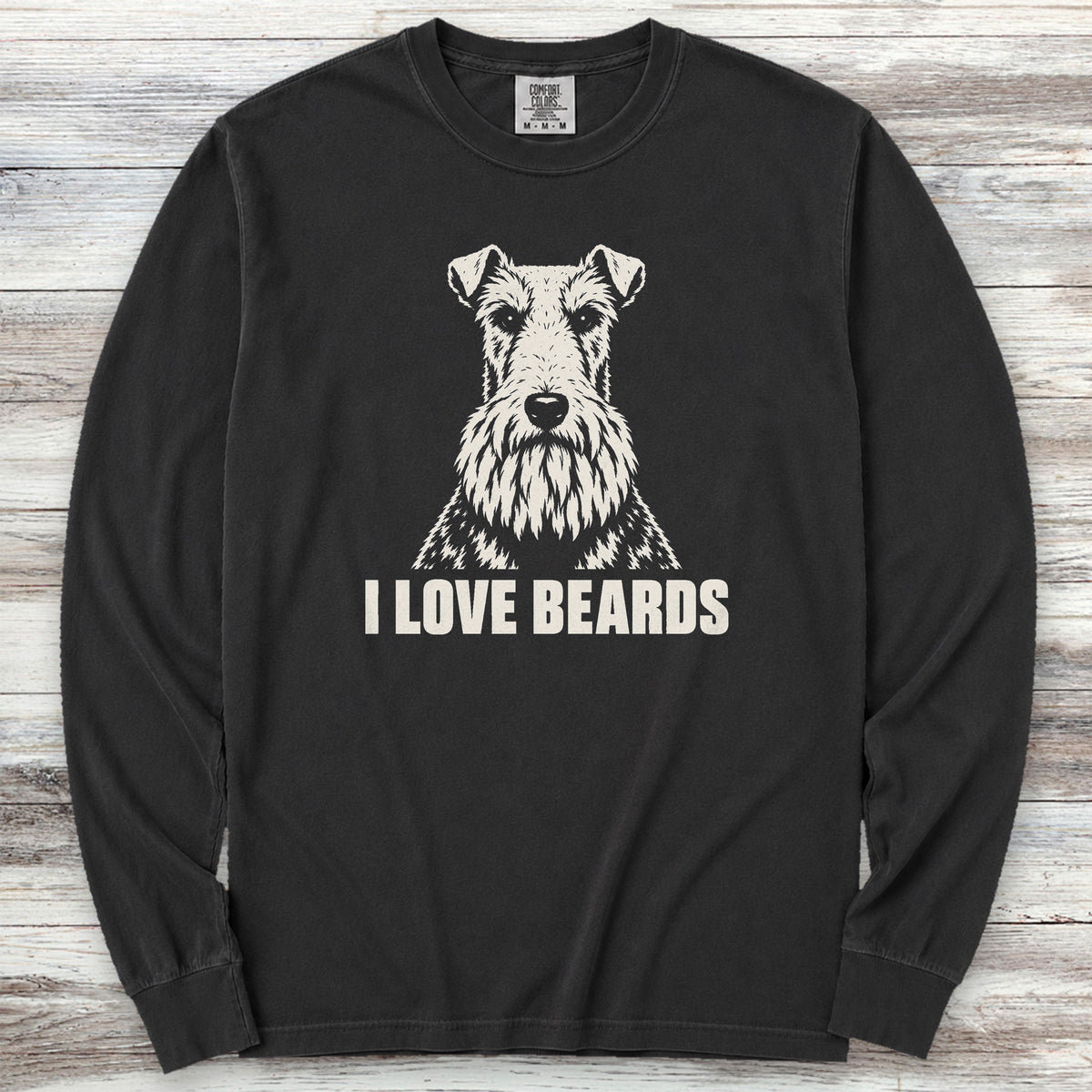 Wire Fox Terrier I Love Beards Long Sleeve Tee - Black