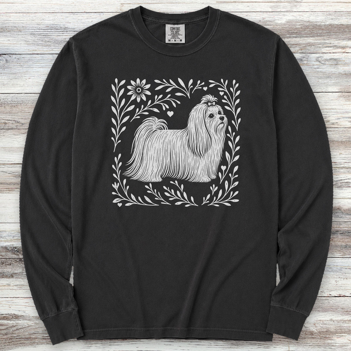 Maltese Linocut Long Sleeve Tee - Black