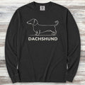 Dachshund Minimalist Long Sleeve Tee - Black