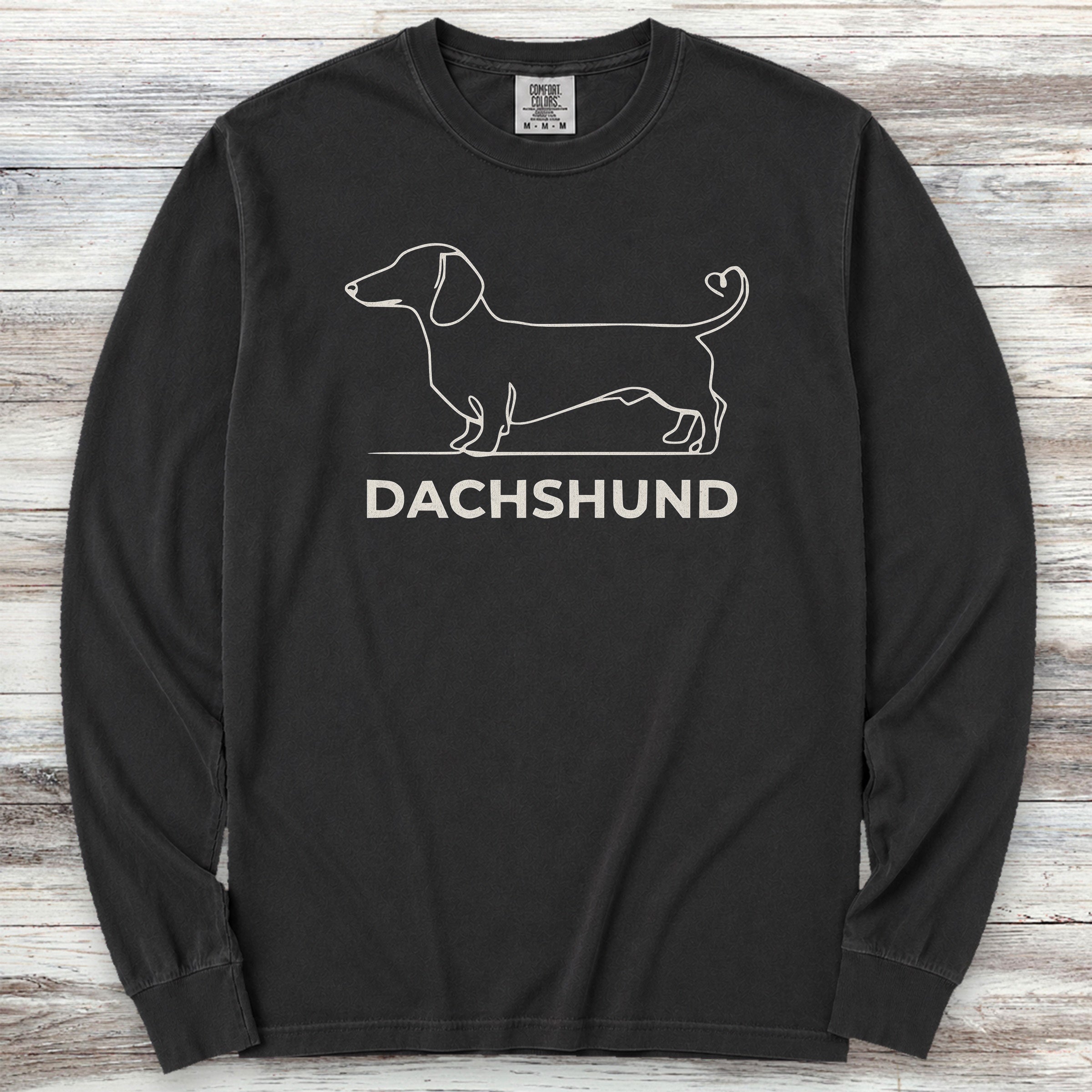 Dachshund Minimalist Long Sleeve Tee - Black