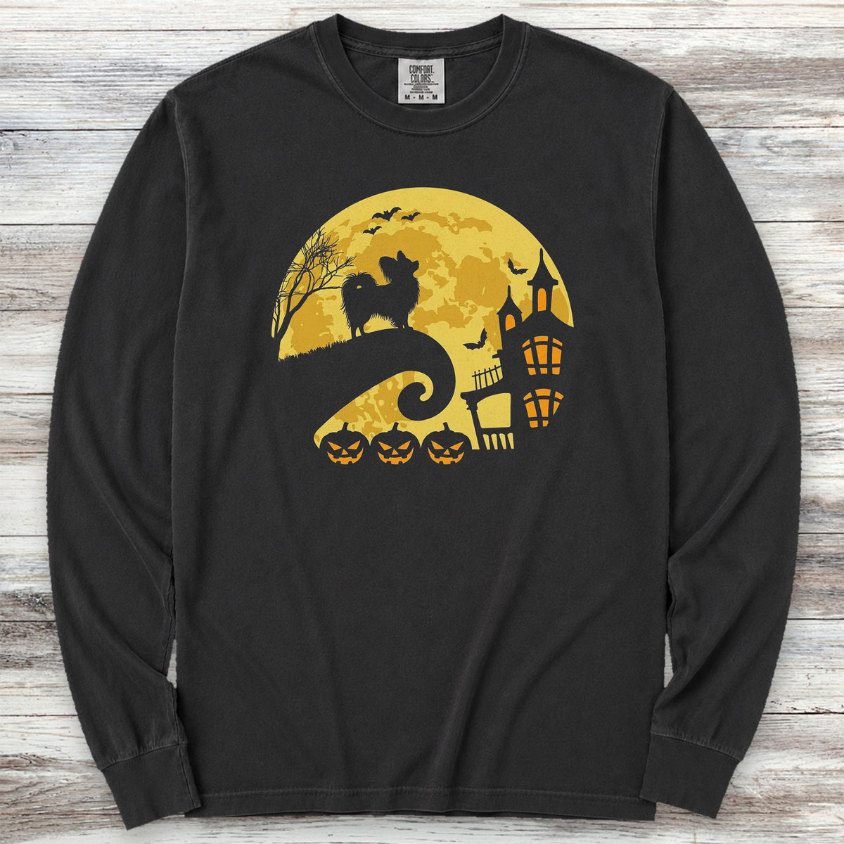 Papillon Halloween Moon Long Sleeve Tee - Black